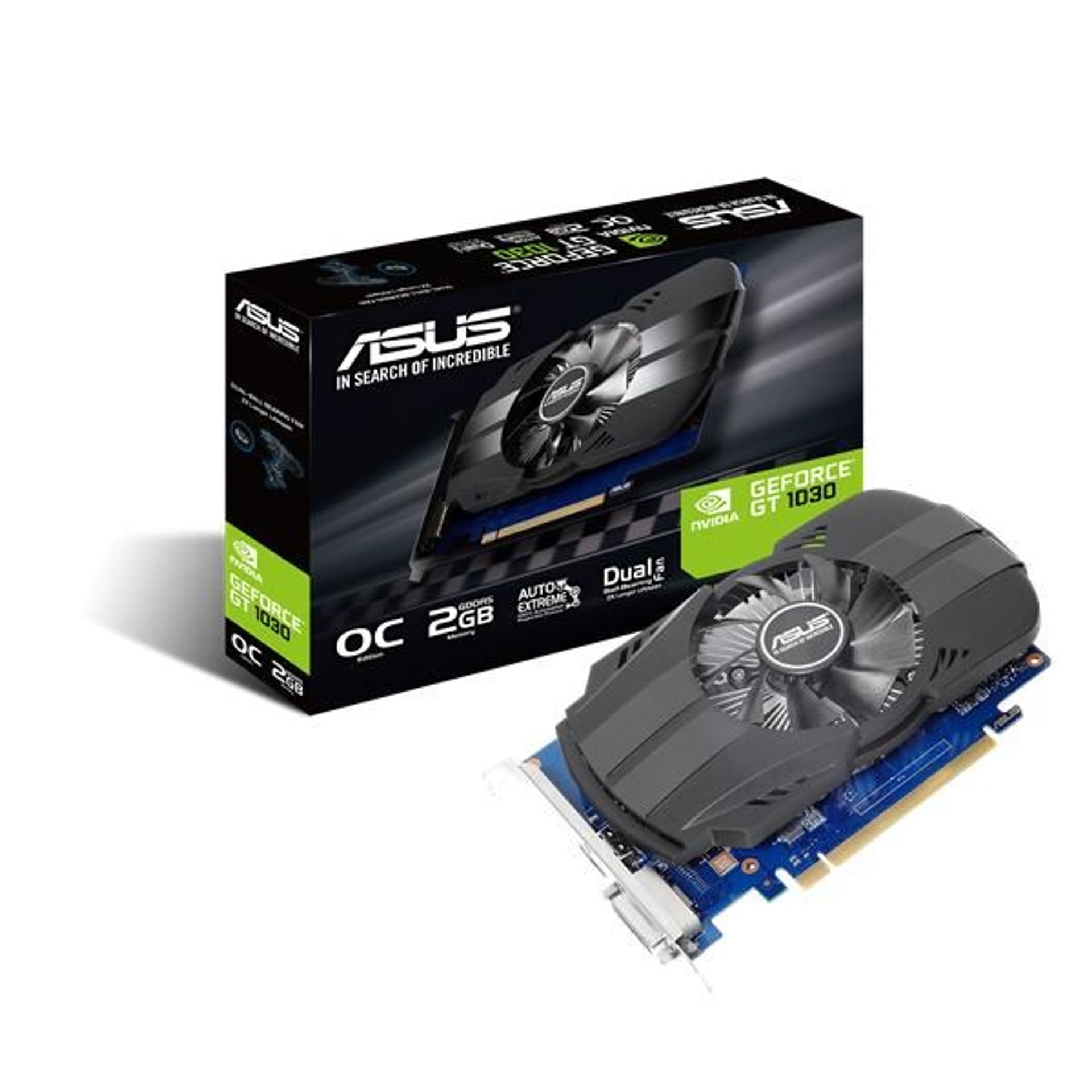

Asus PH-GT1030-O2G NVIDIA, 2 GB, GeForce GT 1030, GDDR5, PCI Express 3.0, Processor frequency 1531 MHz, DVI-D ports quantity 1,
