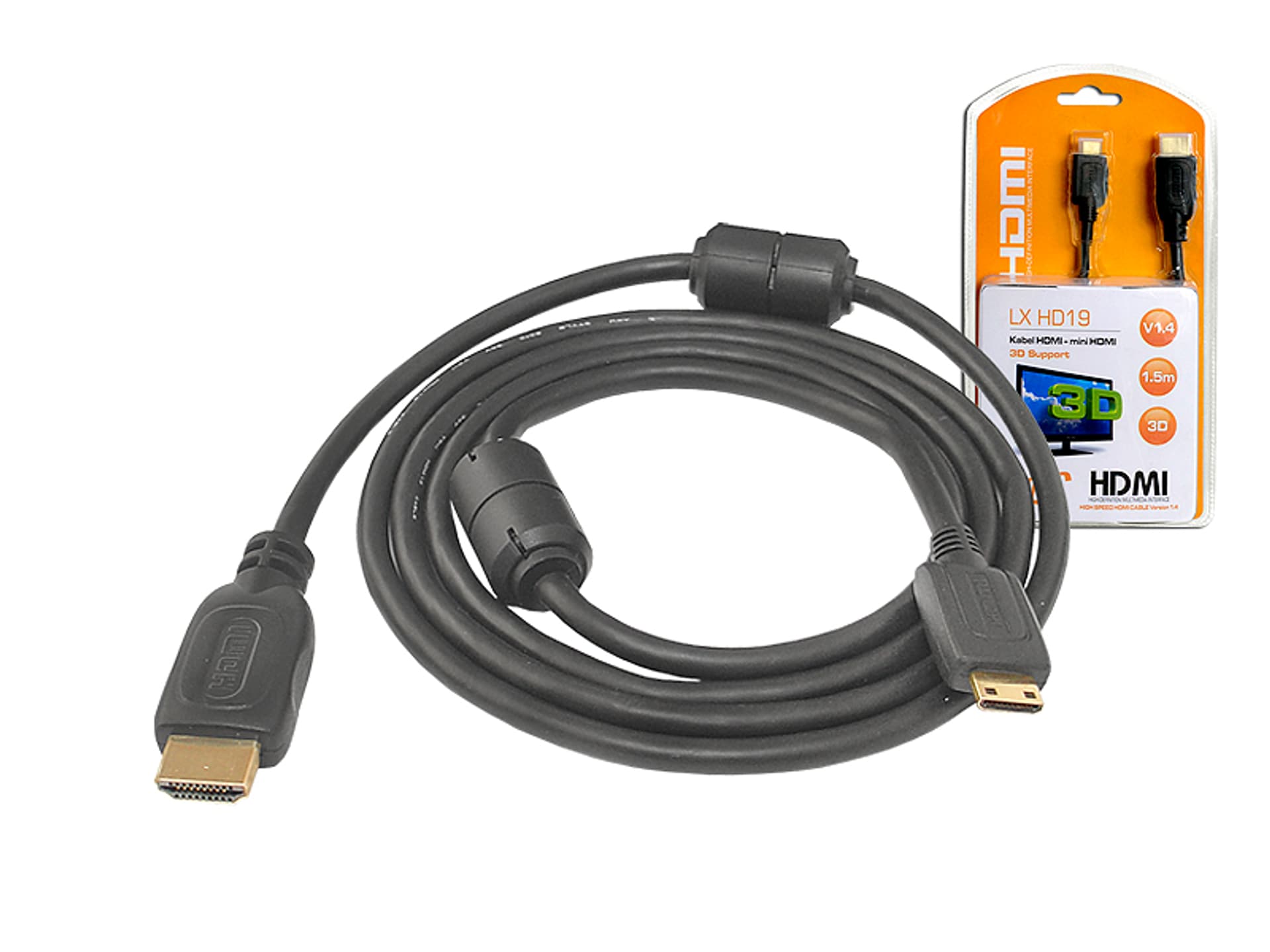 

1 szt. PS Kabel HDMI-MINI HDMI 1.5m Cu HQ.