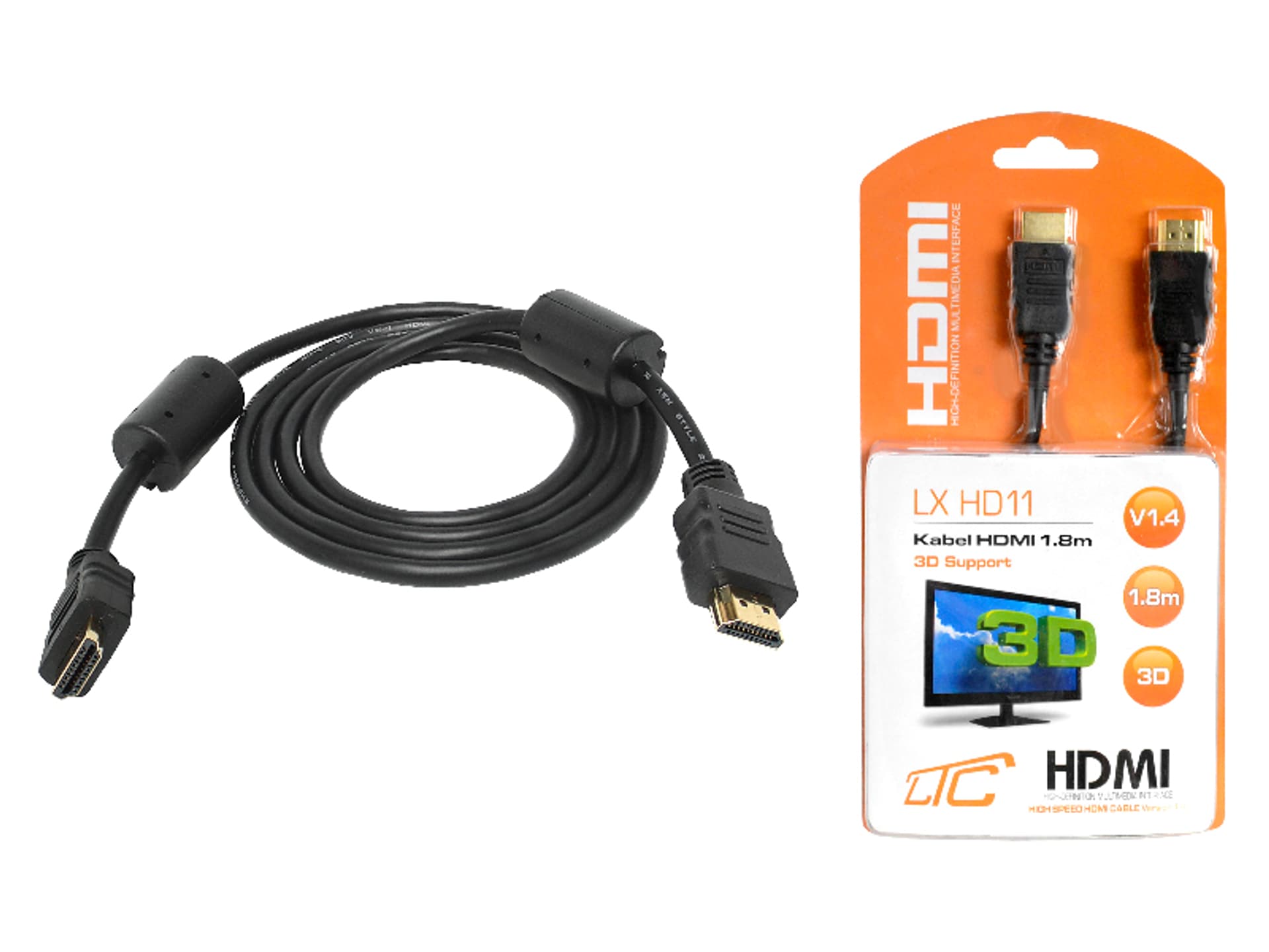 

1 szt. PS Kabel HDMI-HDMI, wtyki pozłacane, 19Pin + filtr, 1.8m Cu HQ