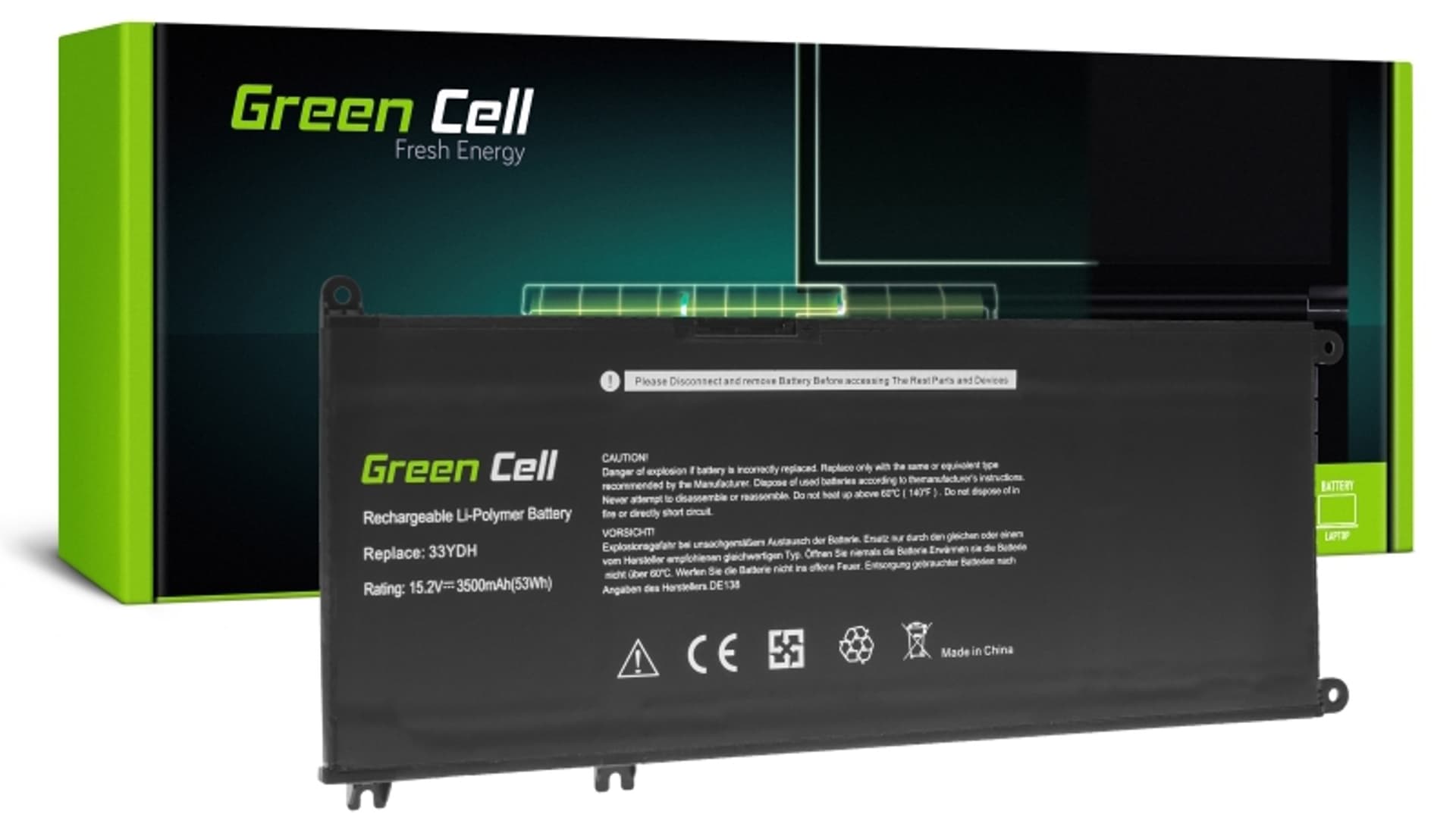 

Bateria GREEN CELL do Dell Inspiron G3 3579 3779 G5 5587 G7 7588 7577 7773 7778 7779 7786 3500 mAh 15.2V DE138