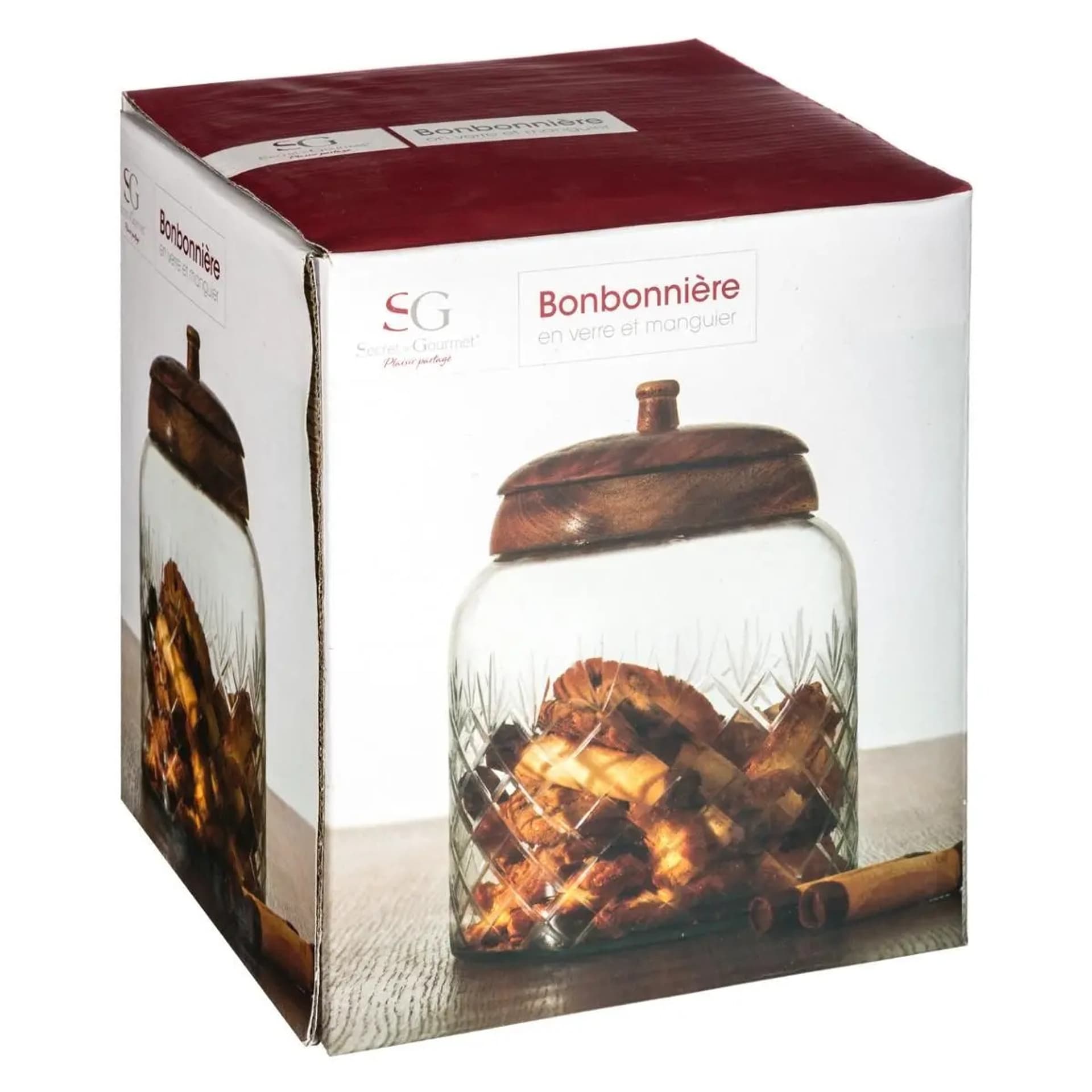 

Szklany słoik z drewnianą pokrywą 2,7 l