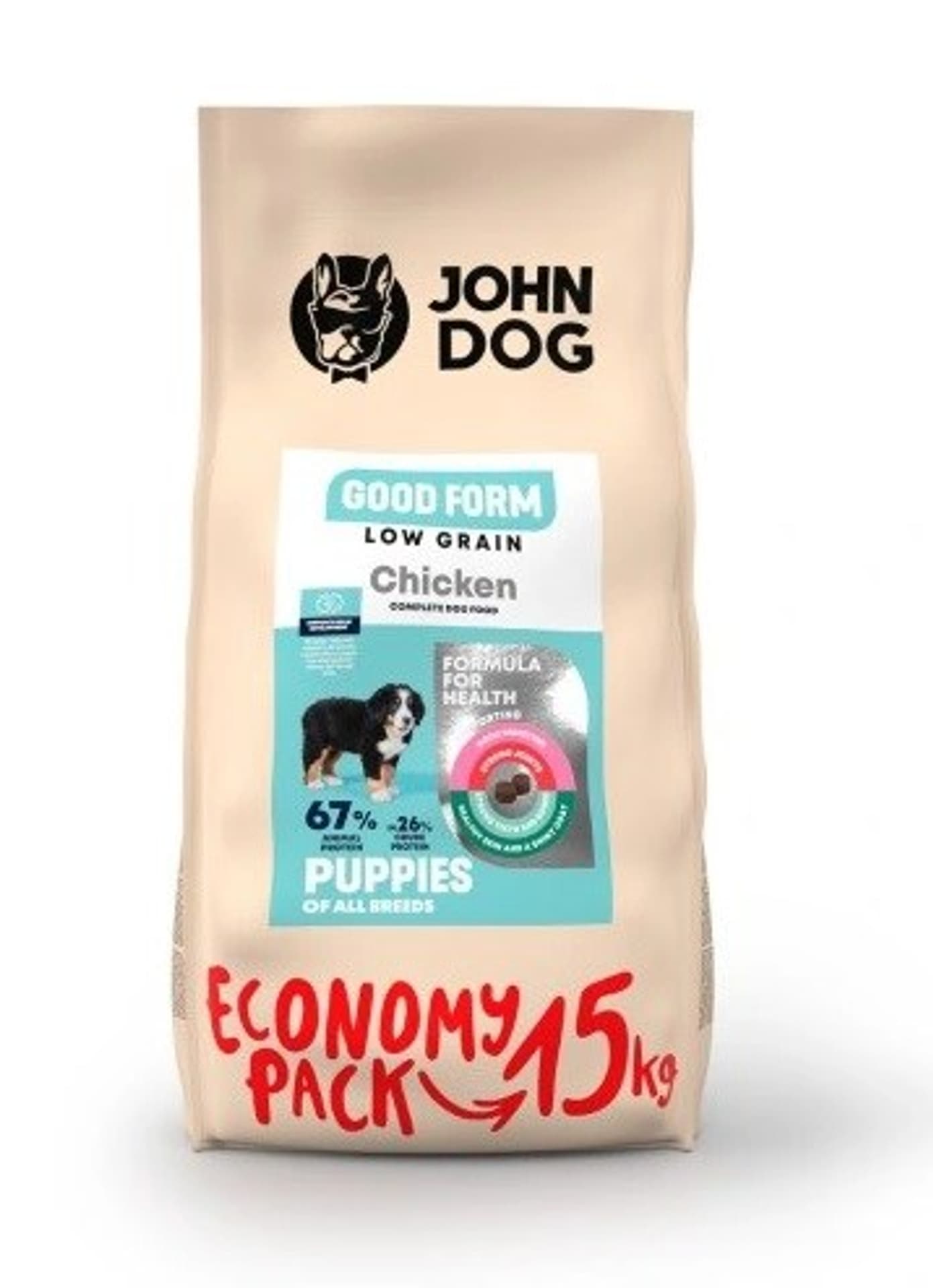 

John Dog Low Grain Puppy kurczak 15 kg pies