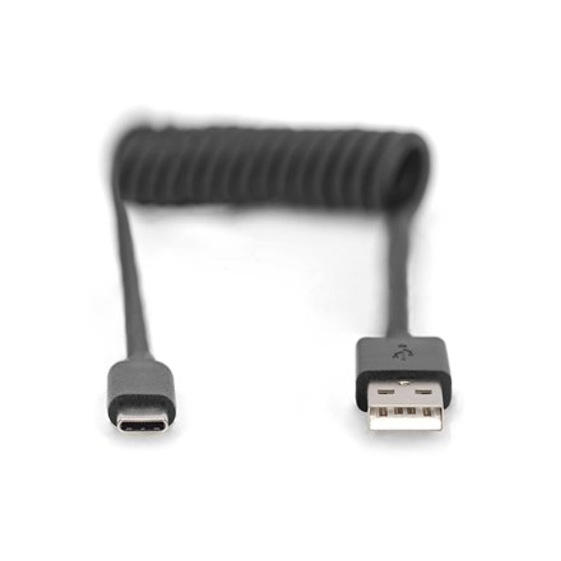 

Digitus USB 2.0 Typ A do USB C Kabel spiralny AK-300430-006-S Czarny, 1 m