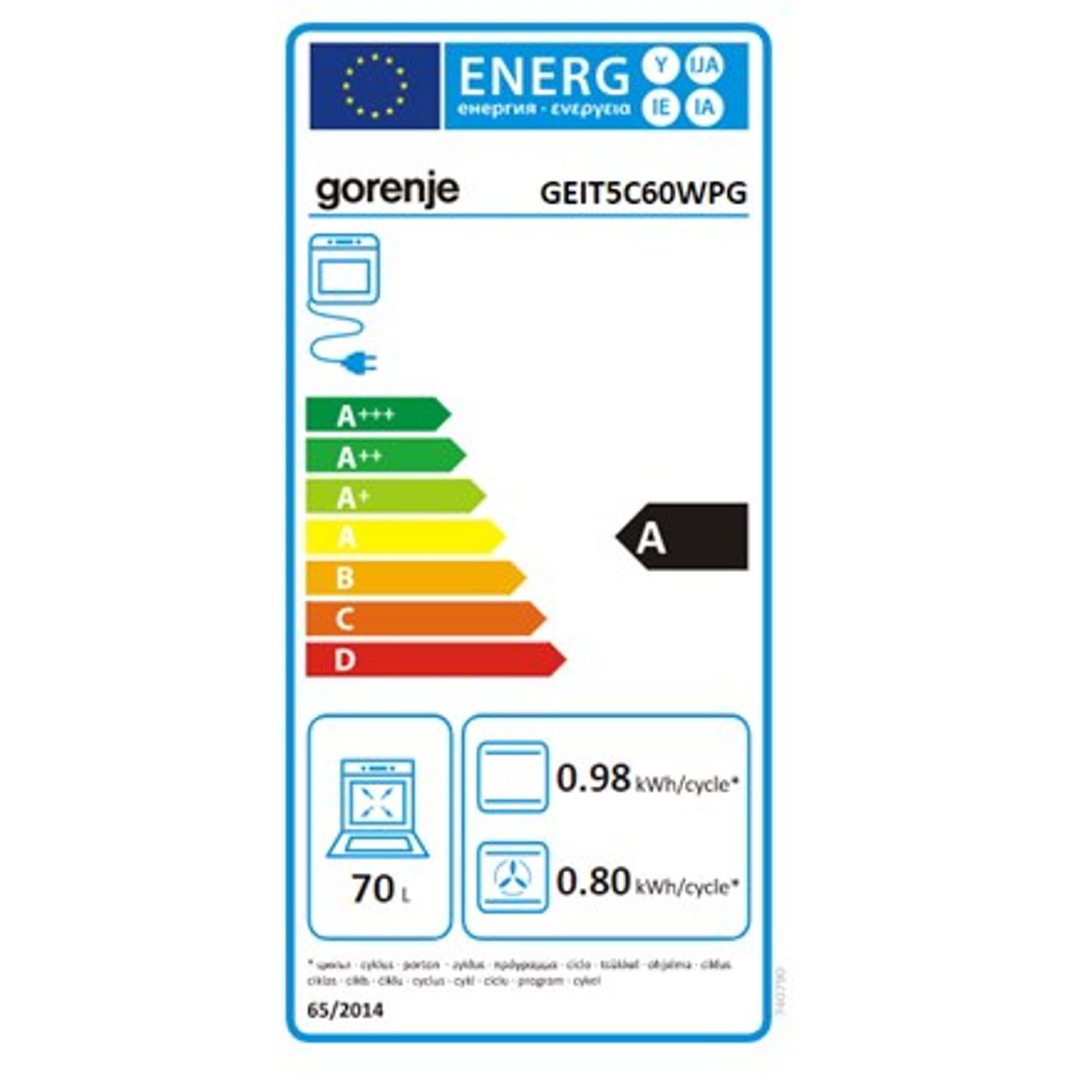 

Gorenje Kuchenka GEIT5C60WPG Rodzaj płyty indukcyjna, Rodzaj piekarnika elektryczny, Biały, Szerokość 50 cm, Grillowanie, 70 L,