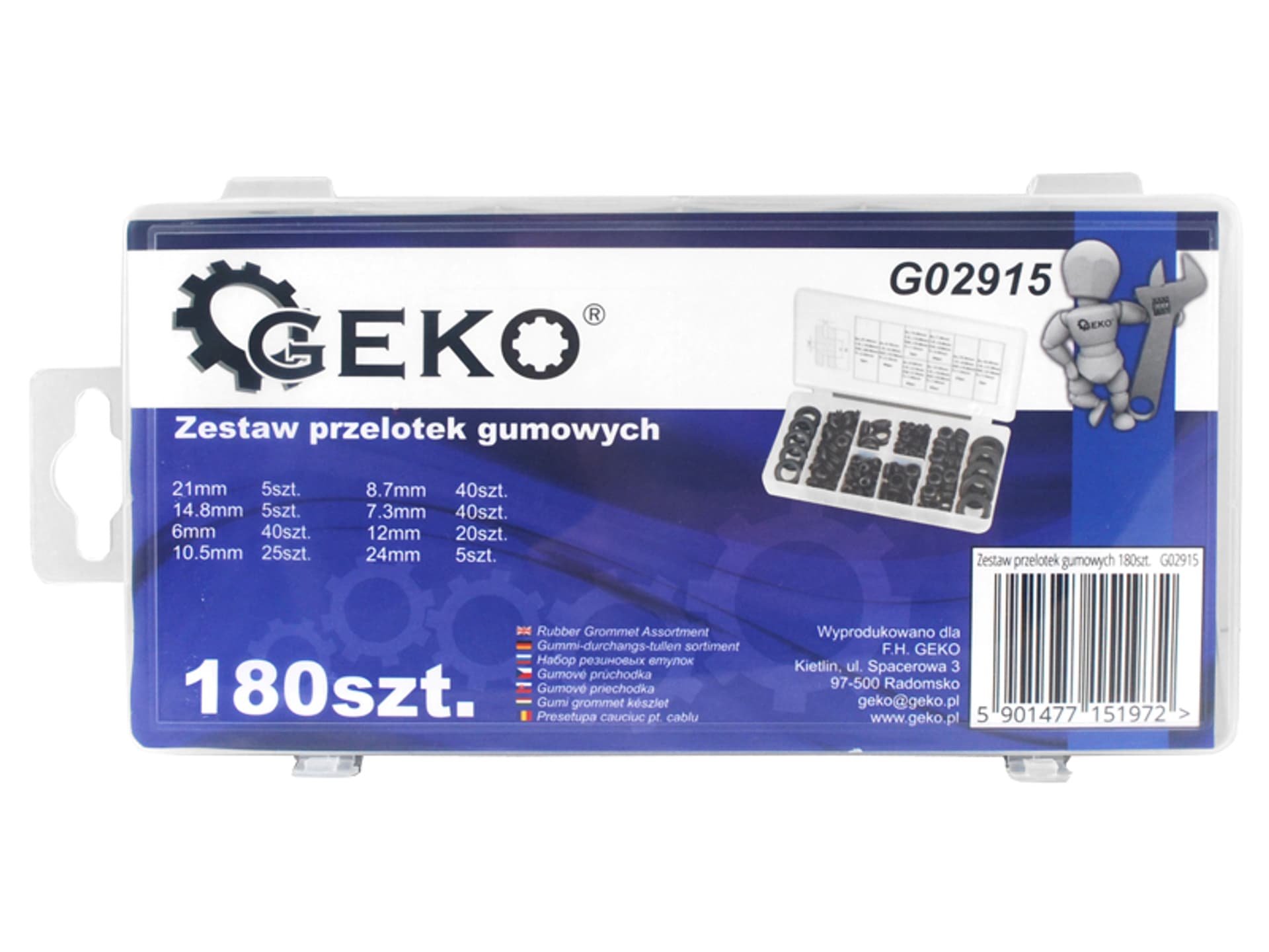 

Zestaw przelotek gumowych G02915 180szt. (1LM)