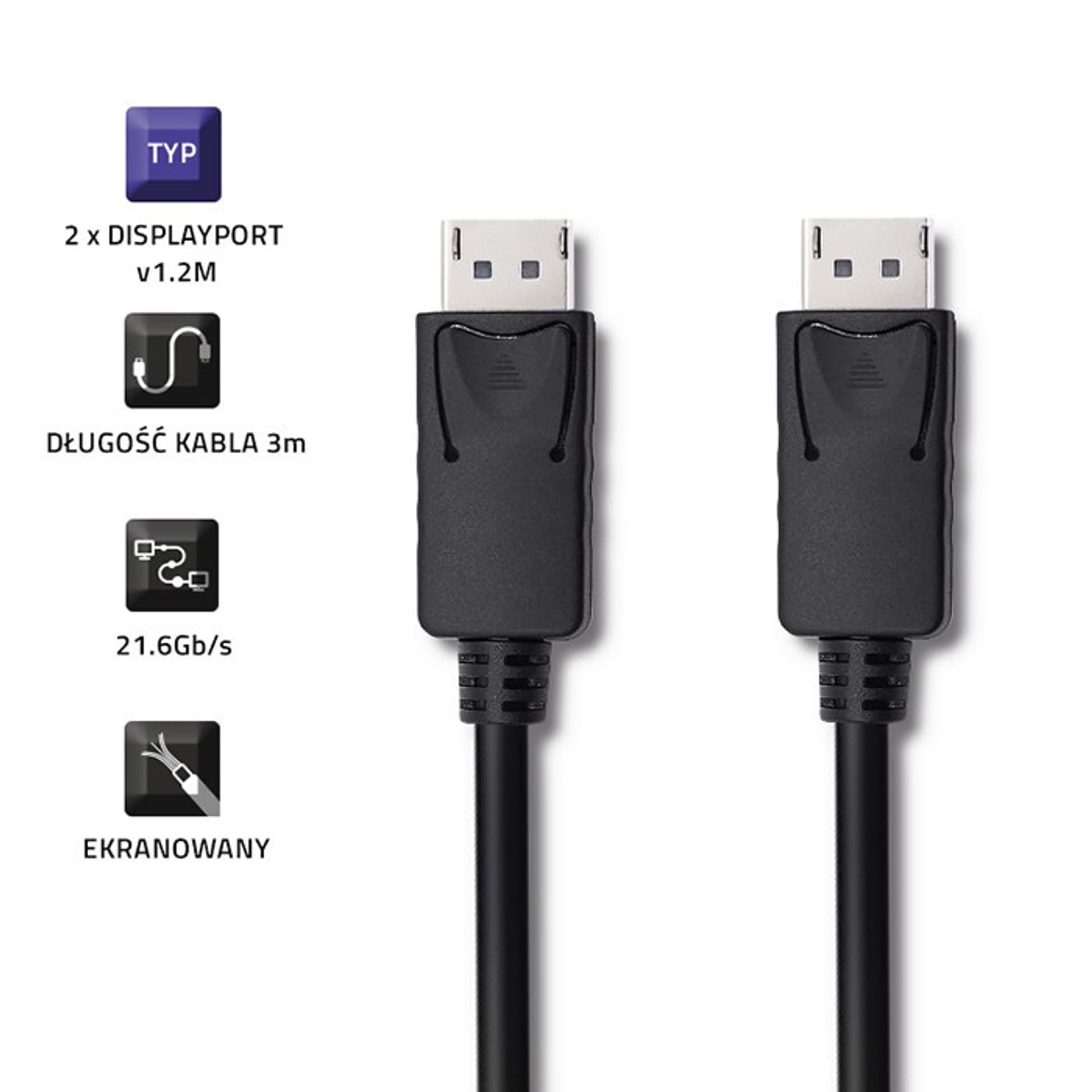 

Kabel DisplayPort v1.2 męski | DisplayPort v1.2 męski | 4K |3m