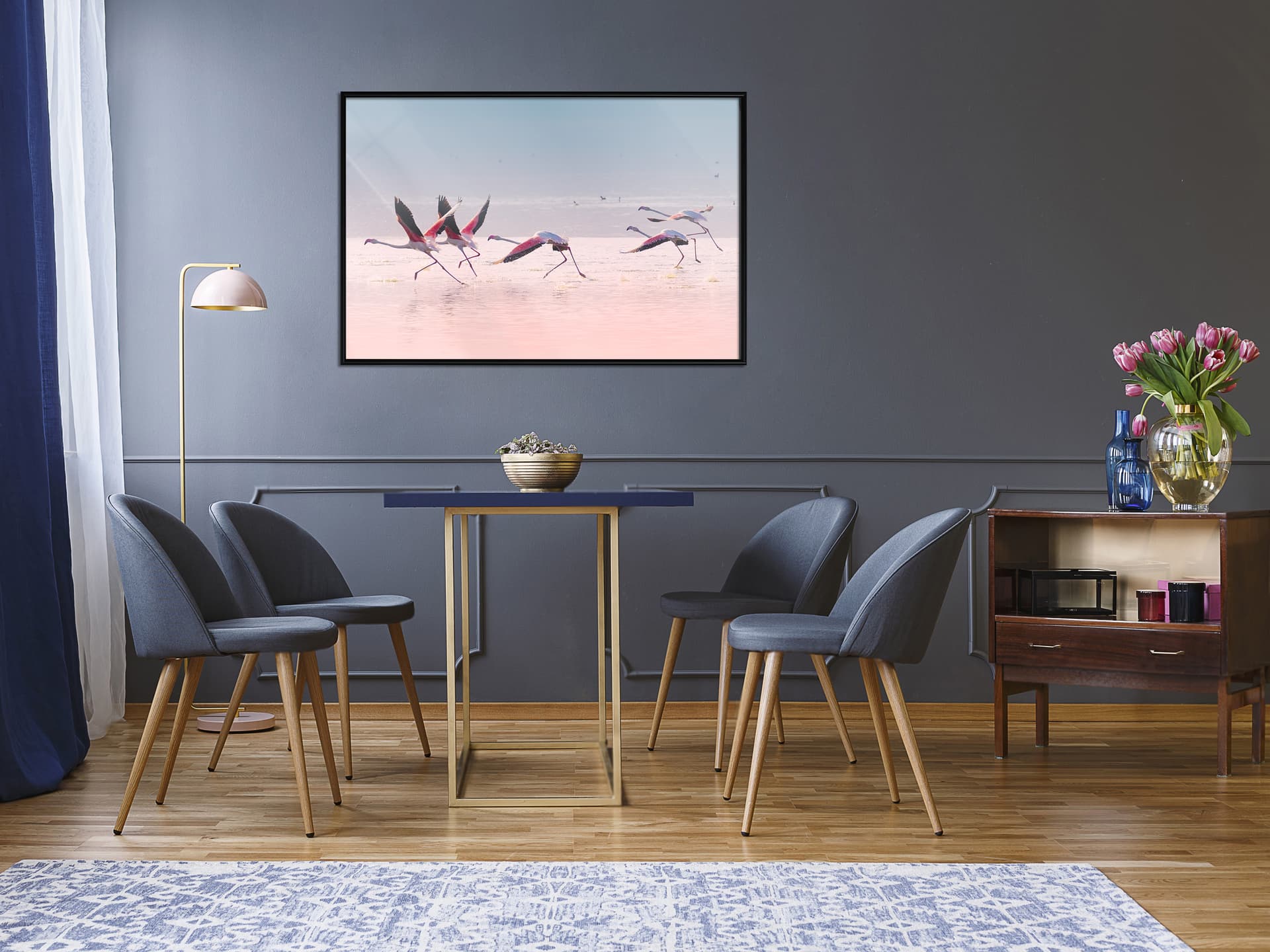 

Plakat - Flamingi zrywają się do lotu (rozmiar 90x60, wykończenie Rama czarna)