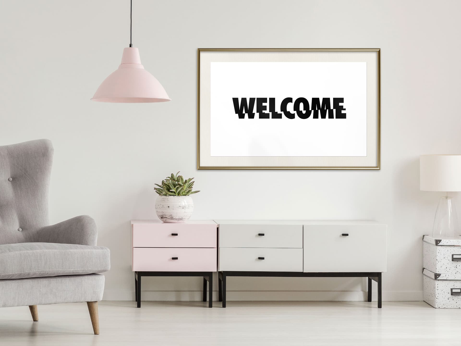 

Plakat - Witajcie (rozmiar 90x60, wykończenie Rama złota z passe-partout)