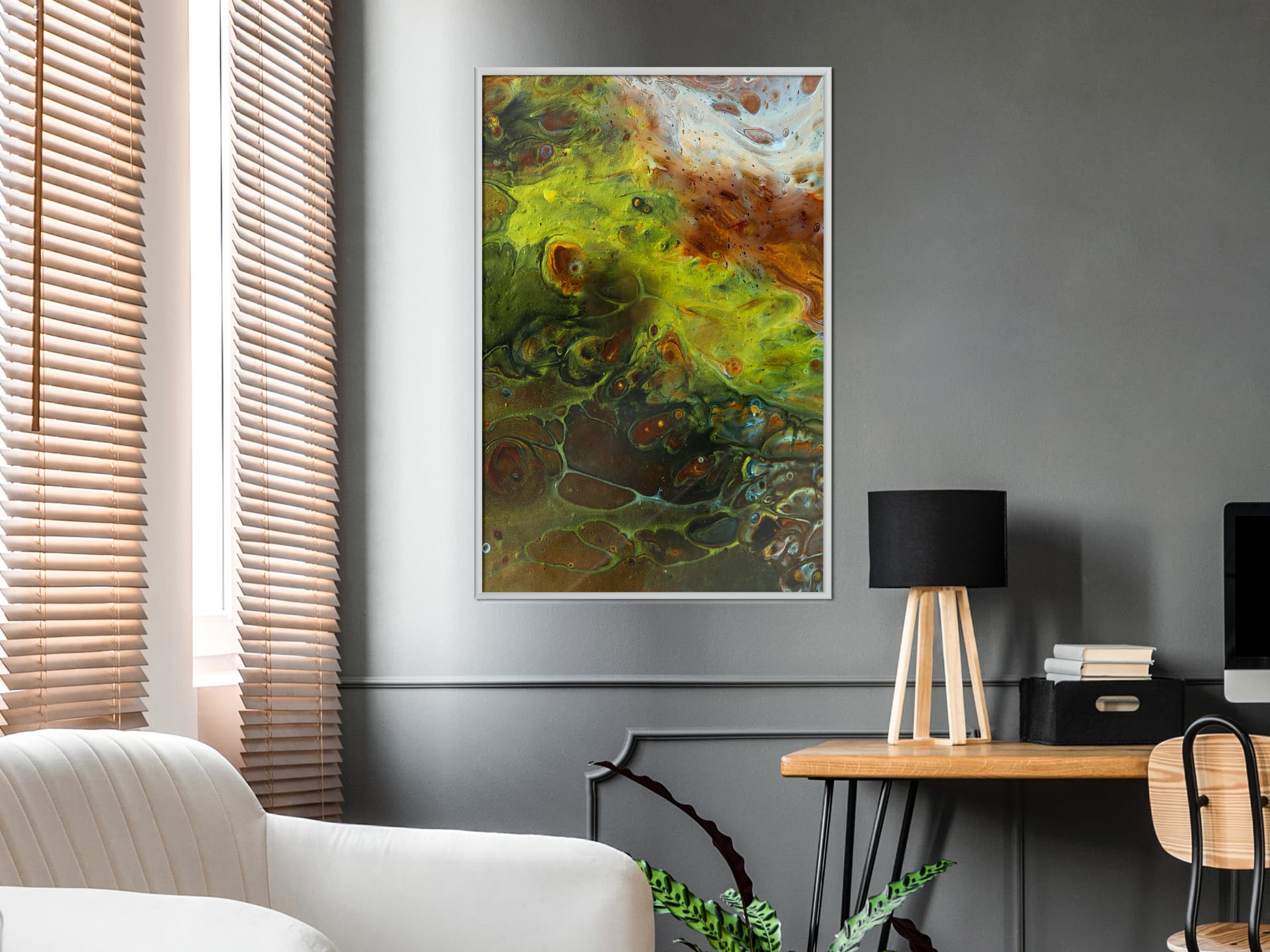 

Plakat - Wzburzona zieleń (rozmiar 30x45, wykończenie Rama biała)