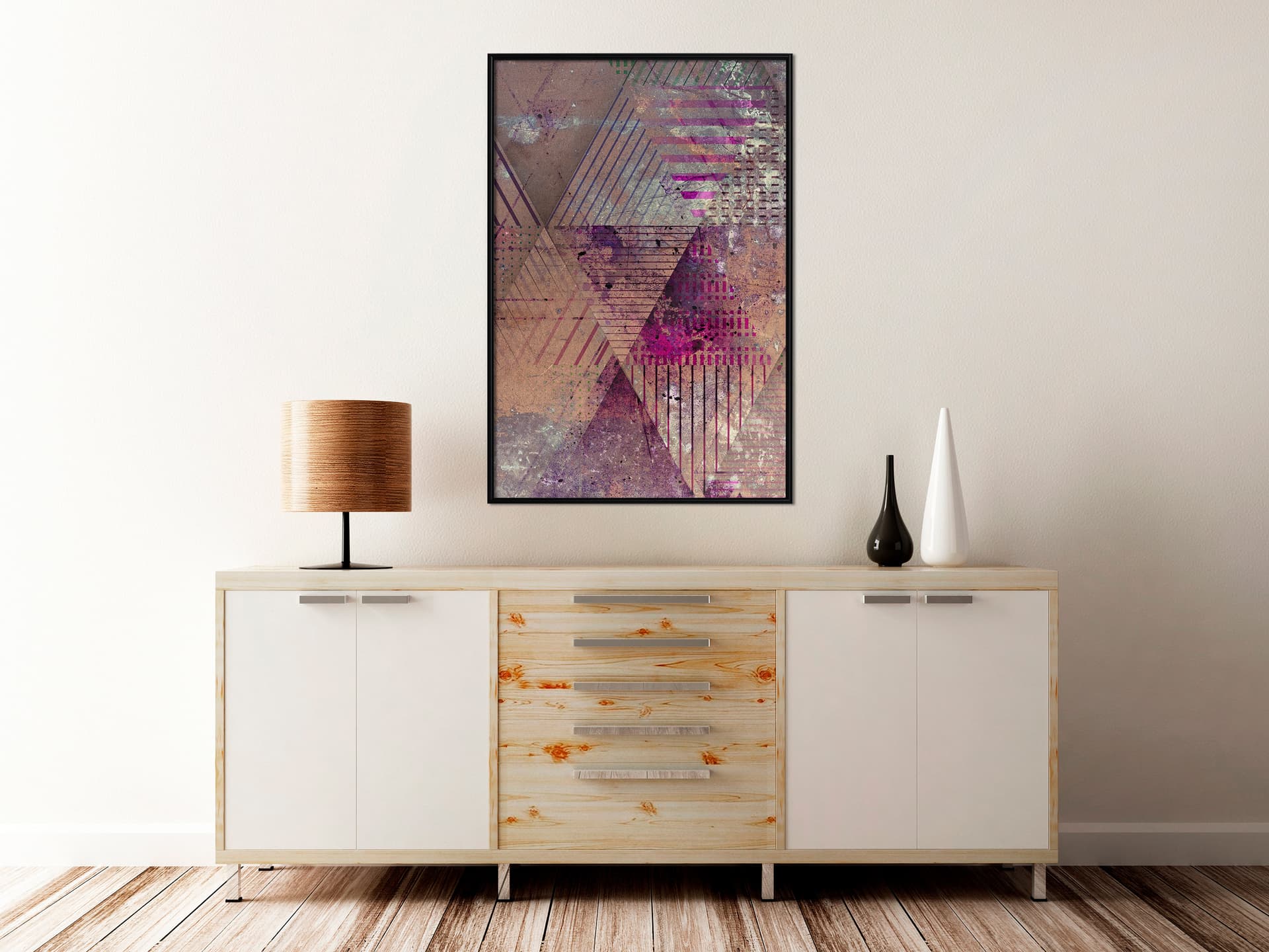 

Plakat - Różowy patchwork II (rozmiar 30x45, wykończenie Rama czarna)