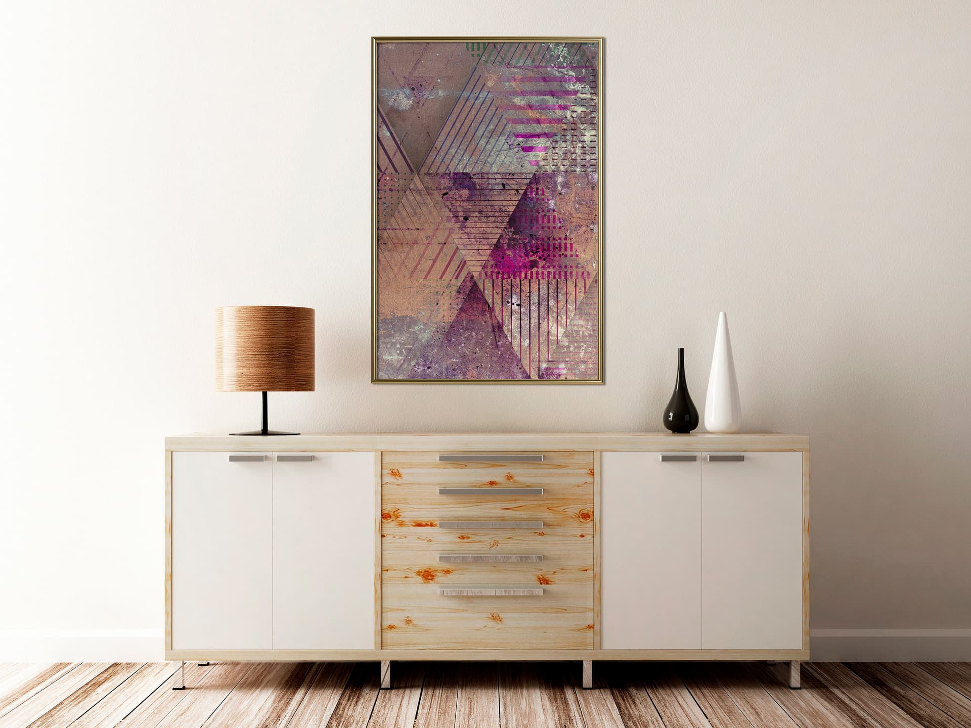 

Plakat - Różowy patchwork II (rozmiar 30x45, wykończenie Rama złota)
