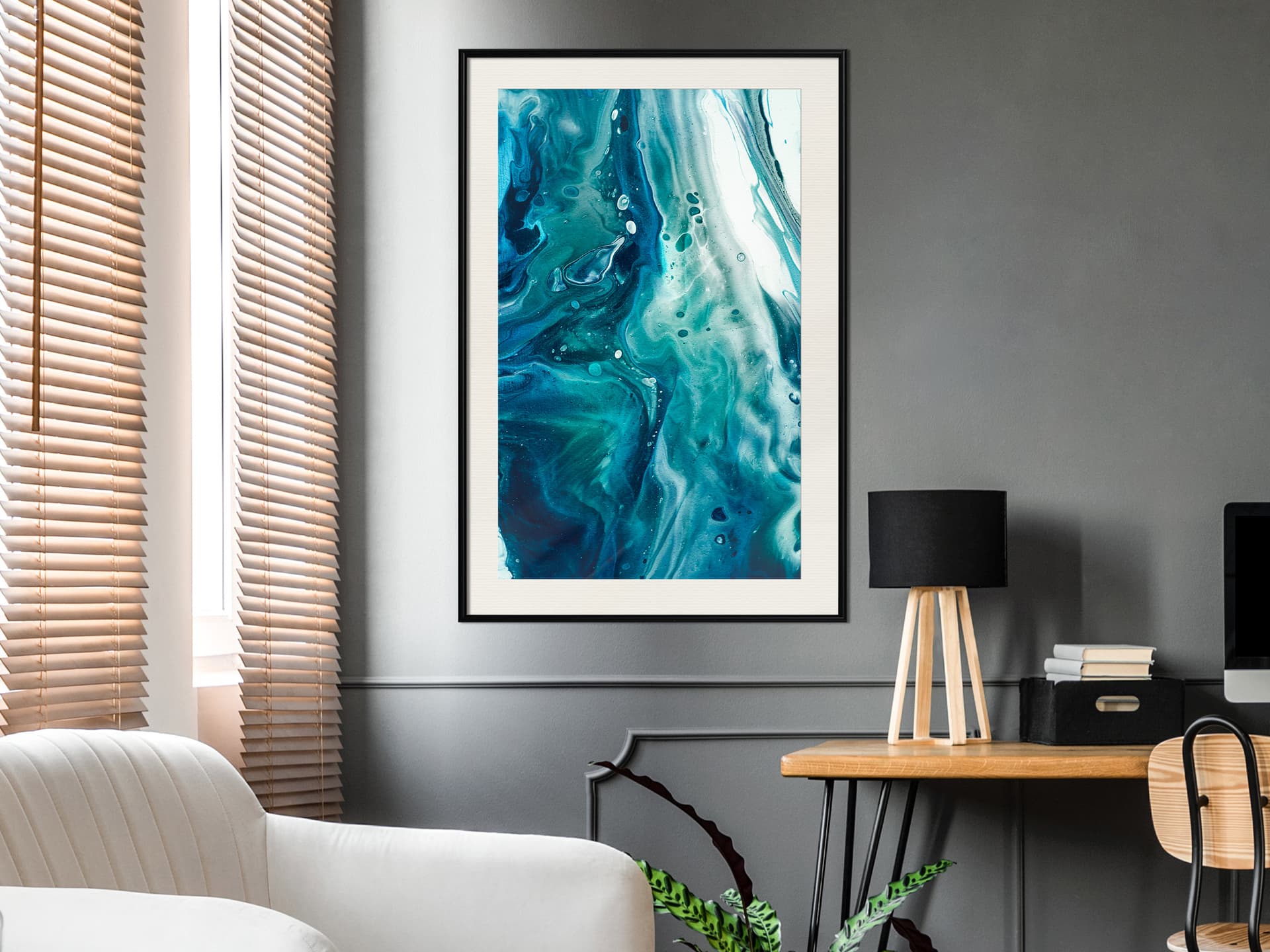 

Plakat - Acrylic Pouring II (rozmiar 40x60, wykończenie Rama czarna z passe-partout)