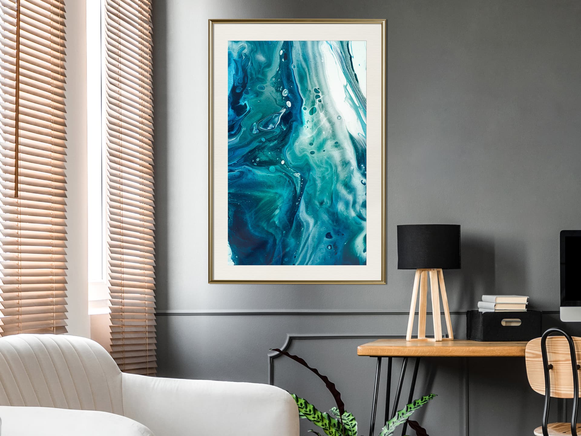 

Plakat - Acrylic Pouring II (rozmiar 20x30, wykończenie Rama złota z passe-partout)