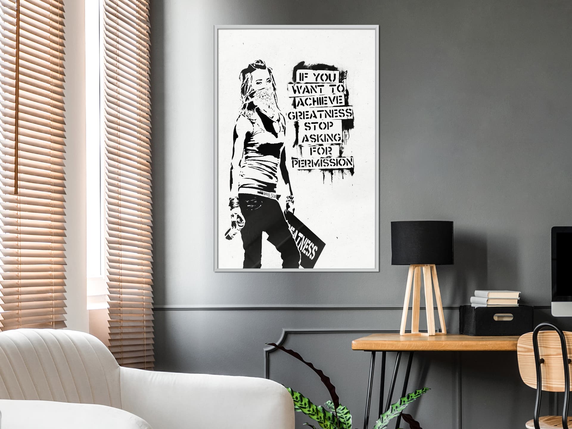 

Plakat - If You Want To Achieve Greatness (rozmiar 40x60, wykończenie Rama biała)