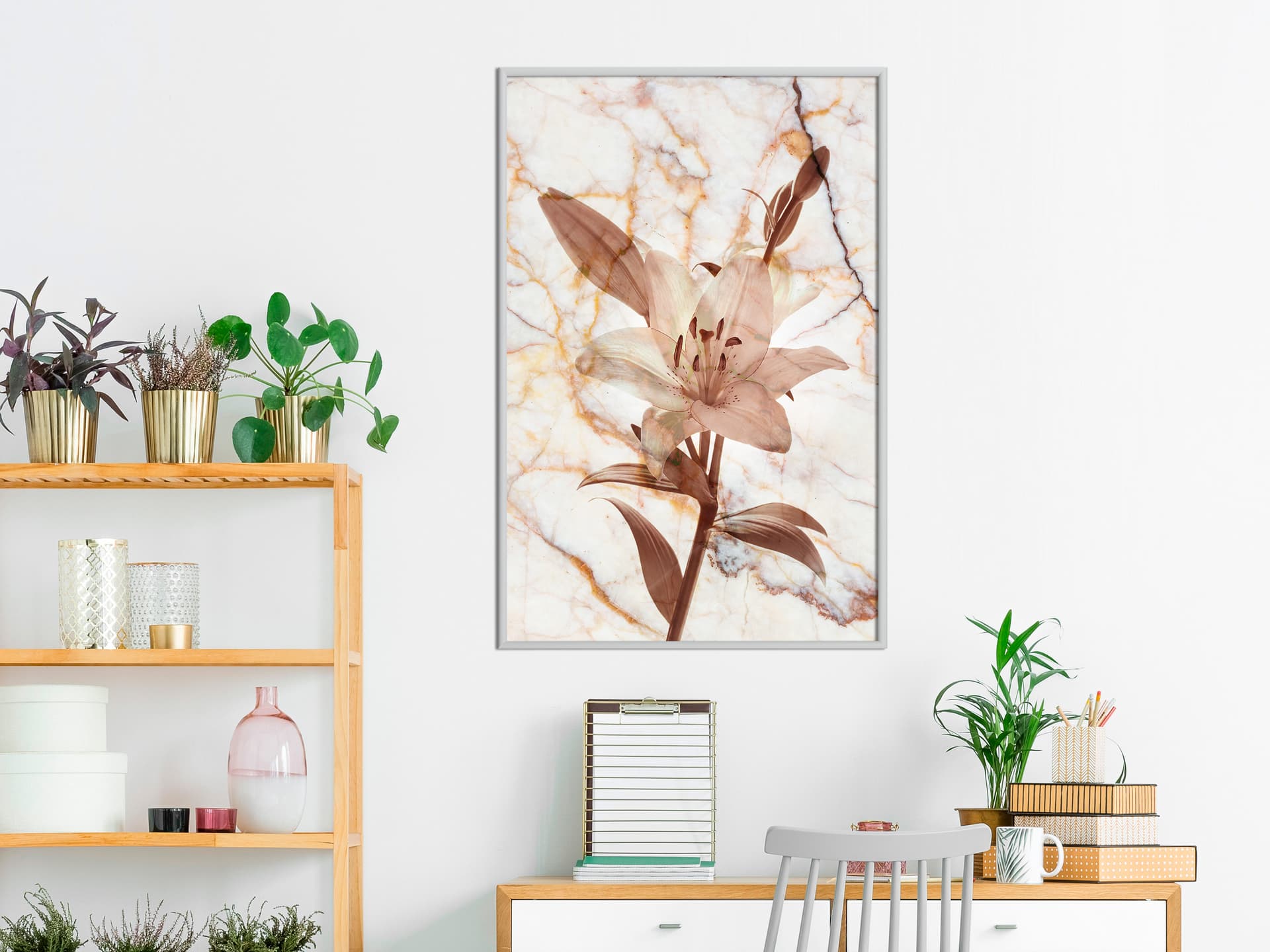 

Plakat - Lilia na tle marmuru (rozmiar 30x45, wykończenie Rama biała)