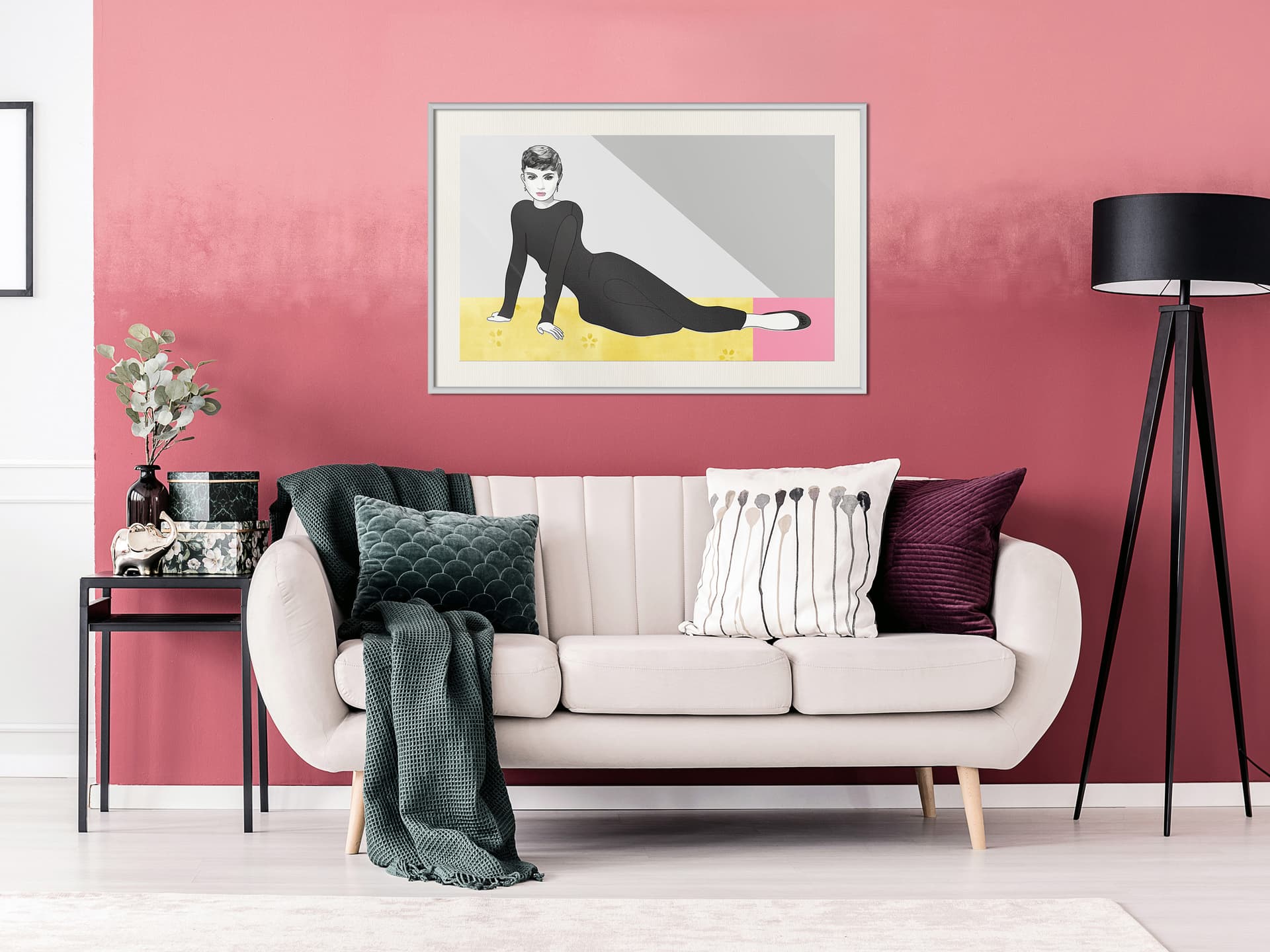 

Plakat - Elegancka Audrey (rozmiar 45x30, wykończenie Rama biała z passe-partout)