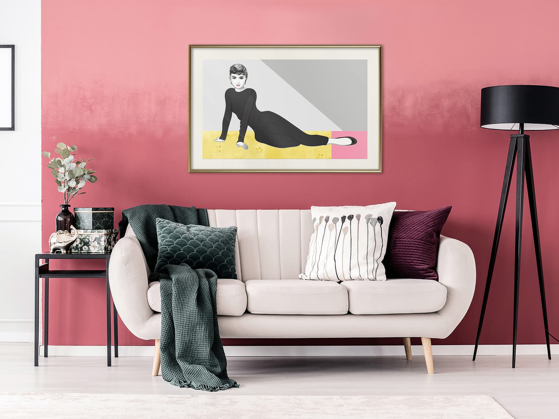 

Plakat - Elegancka Audrey (rozmiar 90x60, wykończenie Rama złota z passe-partout)