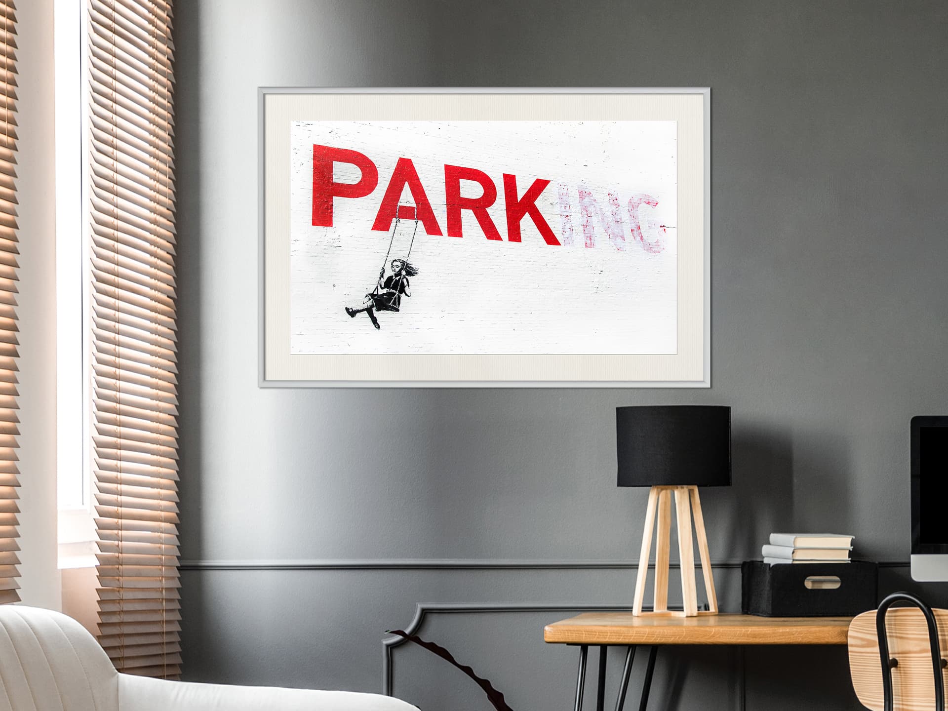 

Plakat - Banksy: Park(ing) (rozmiar 60x40, wykończenie Rama biała z passe-partout)