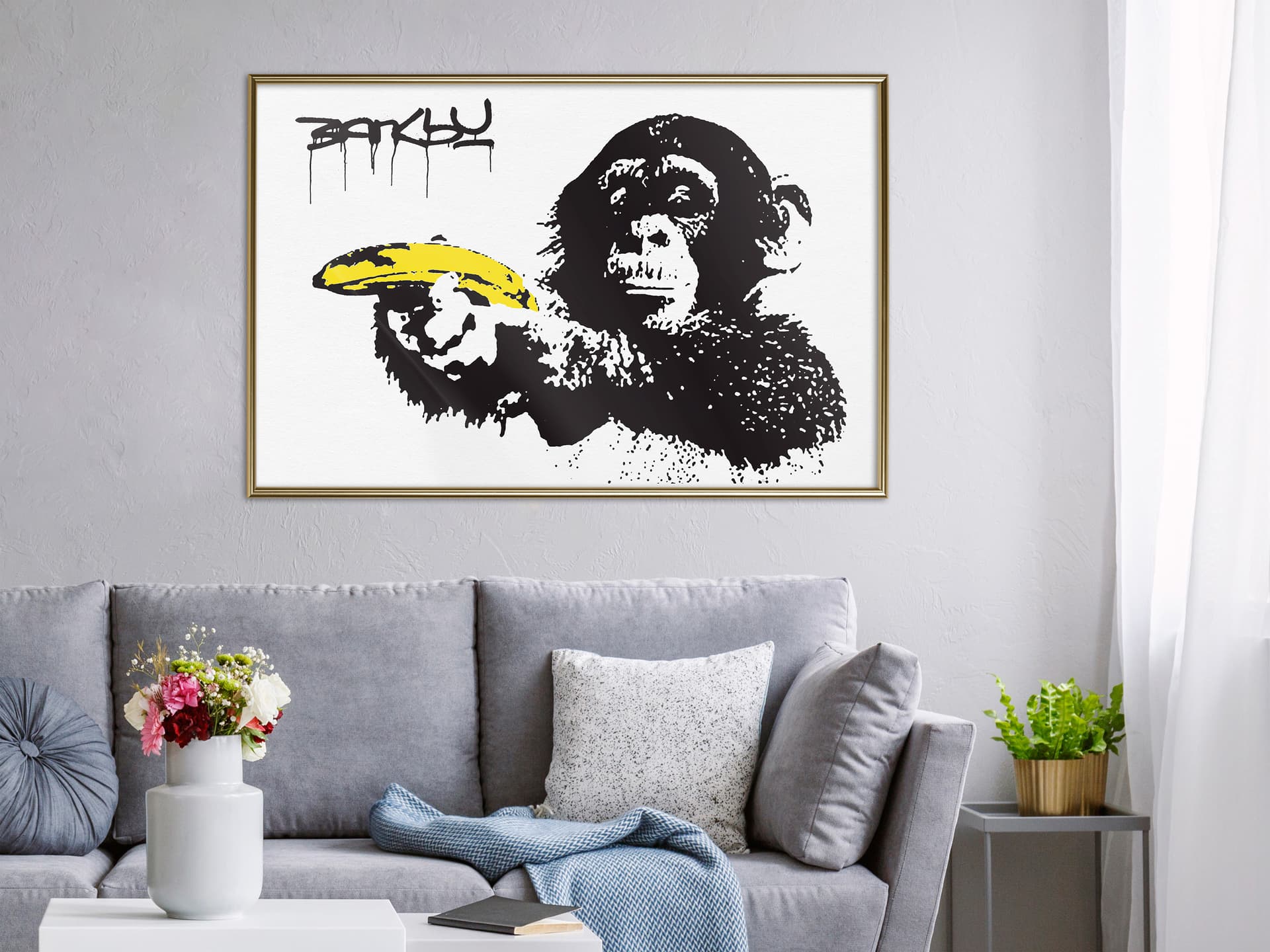 

Plakat - Banksy: Banana Gun I (rozmiar 60x40, wykończenie Rama złota)