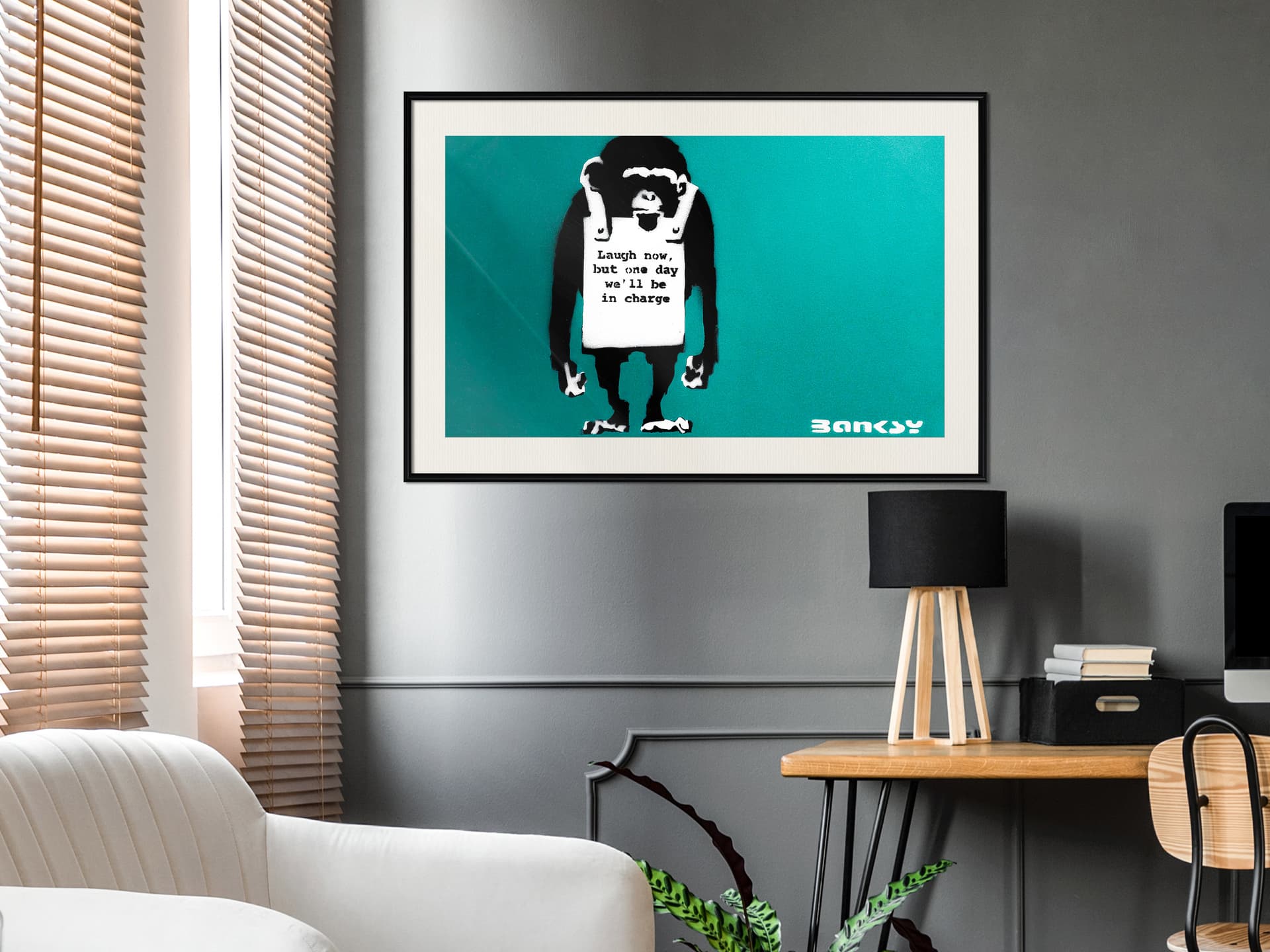 

Plakat - Banksy: Laugh Now (rozmiar 90x60, wykończenie Rama czarna z passe-partout)