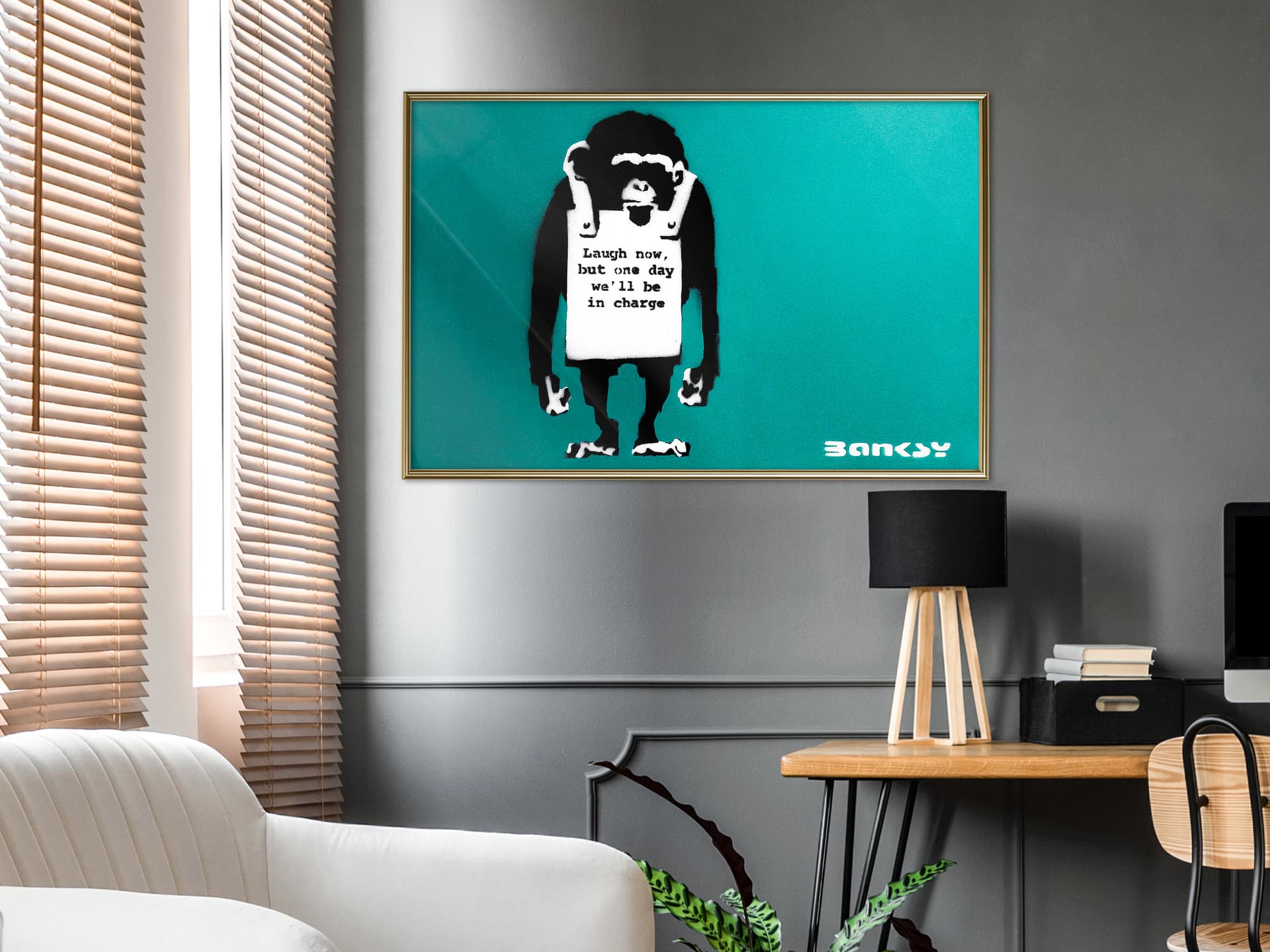

Plakat - Banksy: Laugh Now (rozmiar 45x30, wykończenie Rama złota)