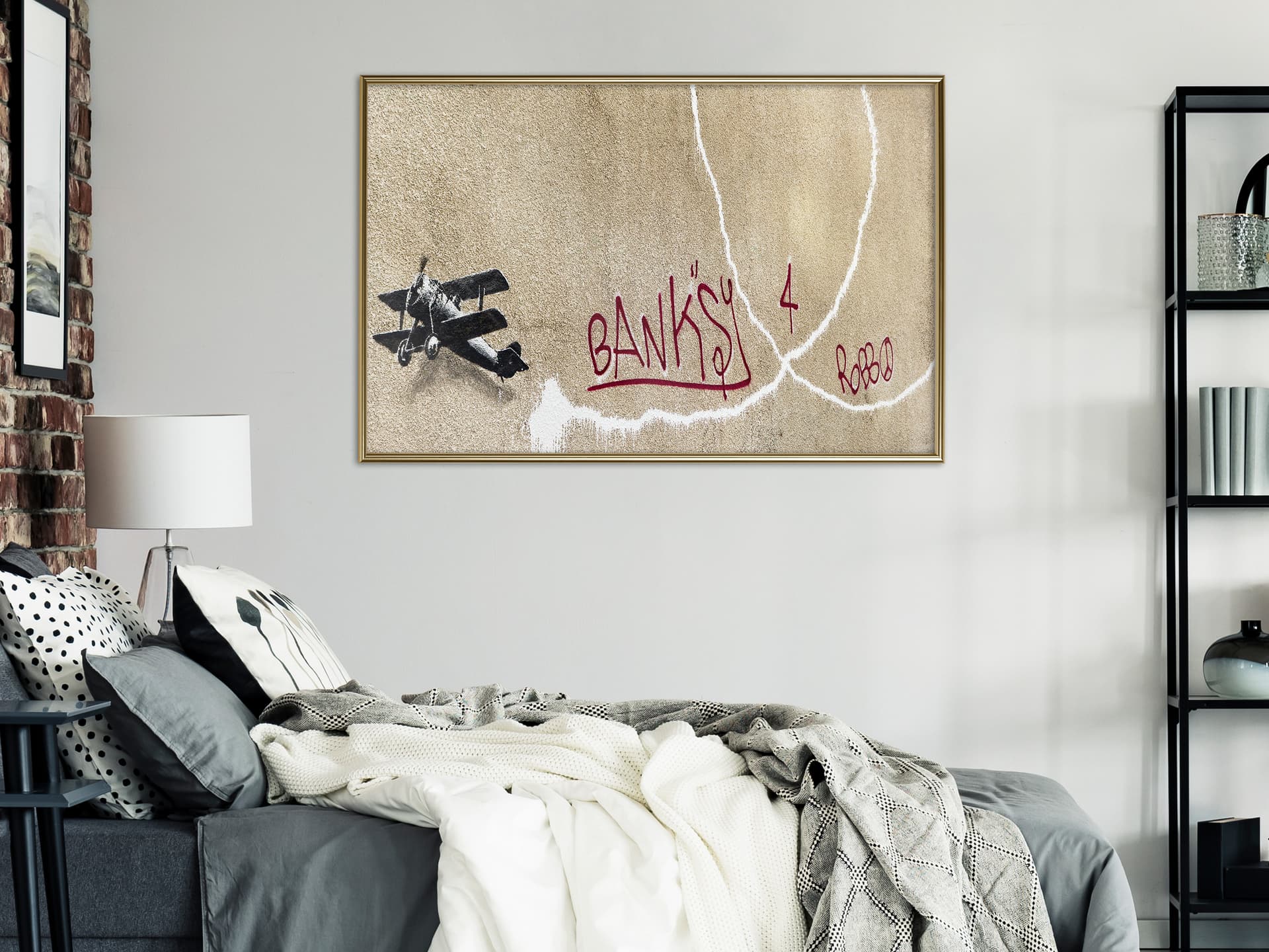 

Plakat - Banksy: Love Plane (rozmiar 90x60, wykończenie Rama złota)