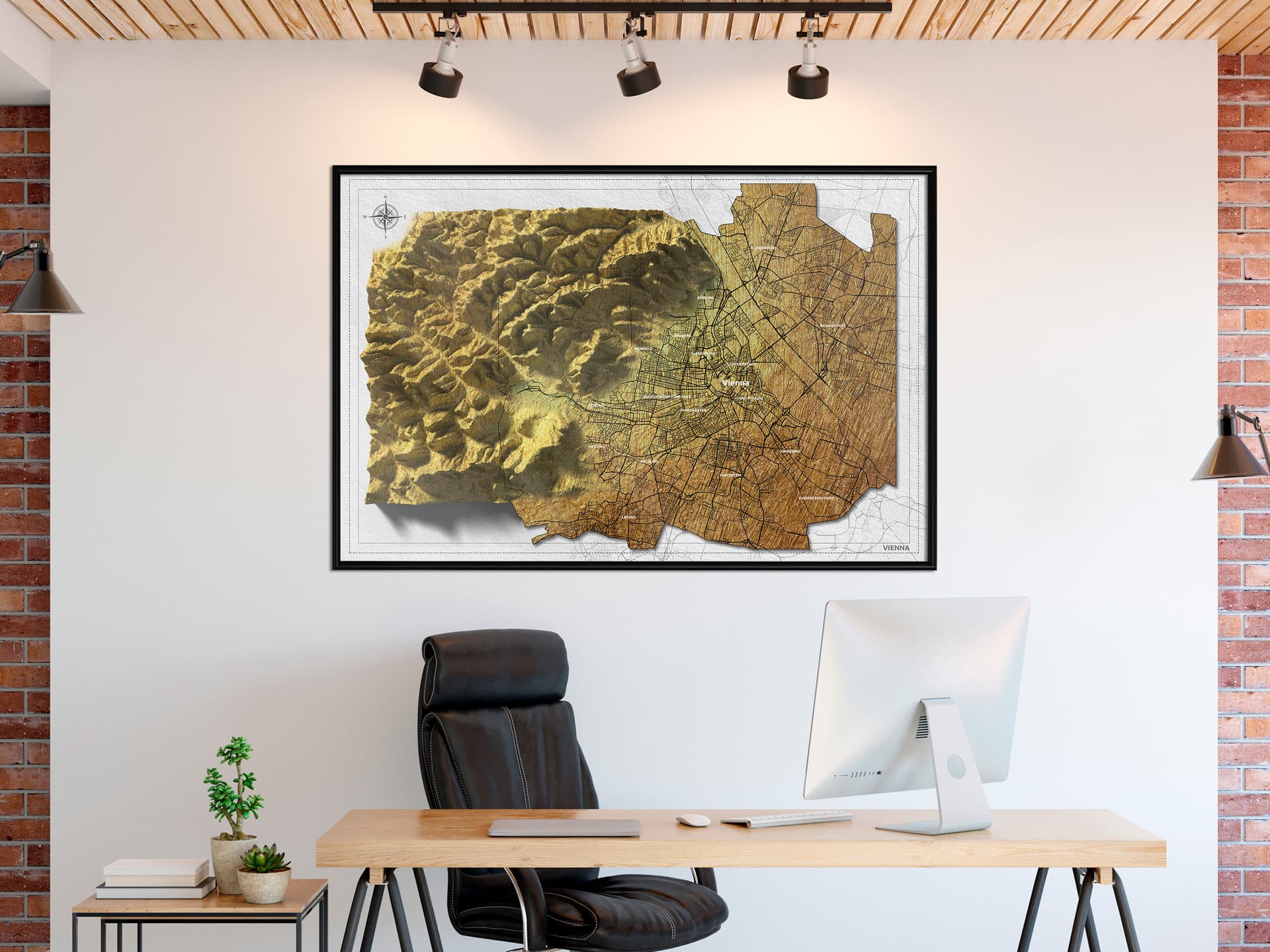 

Plakat - Mapa reliefowa: Wiedeń (rozmiar 30x20, wykończenie Rama czarna)