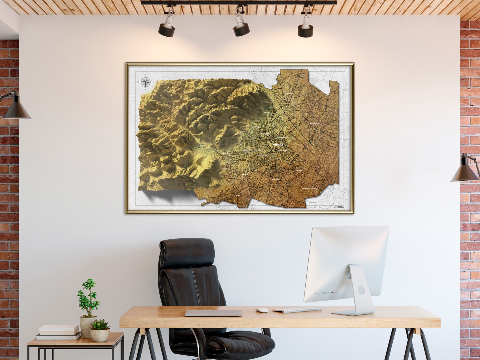 

Plakat - Mapa reliefowa: Wiedeń (rozmiar 45x30, wykończenie Rama złota)