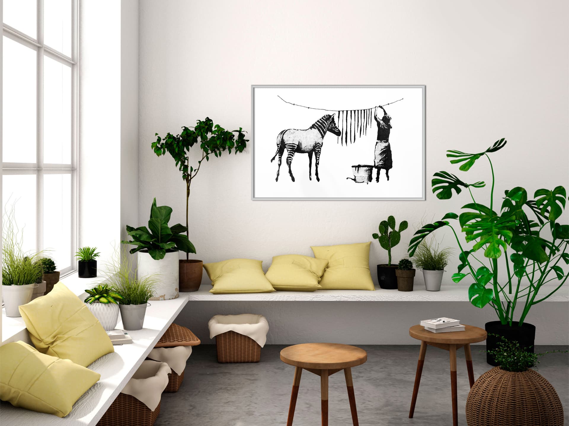 

Plakat - Banksy: Washing Zebra Stripes (rozmiar 90x60, wykończenie Rama biała)