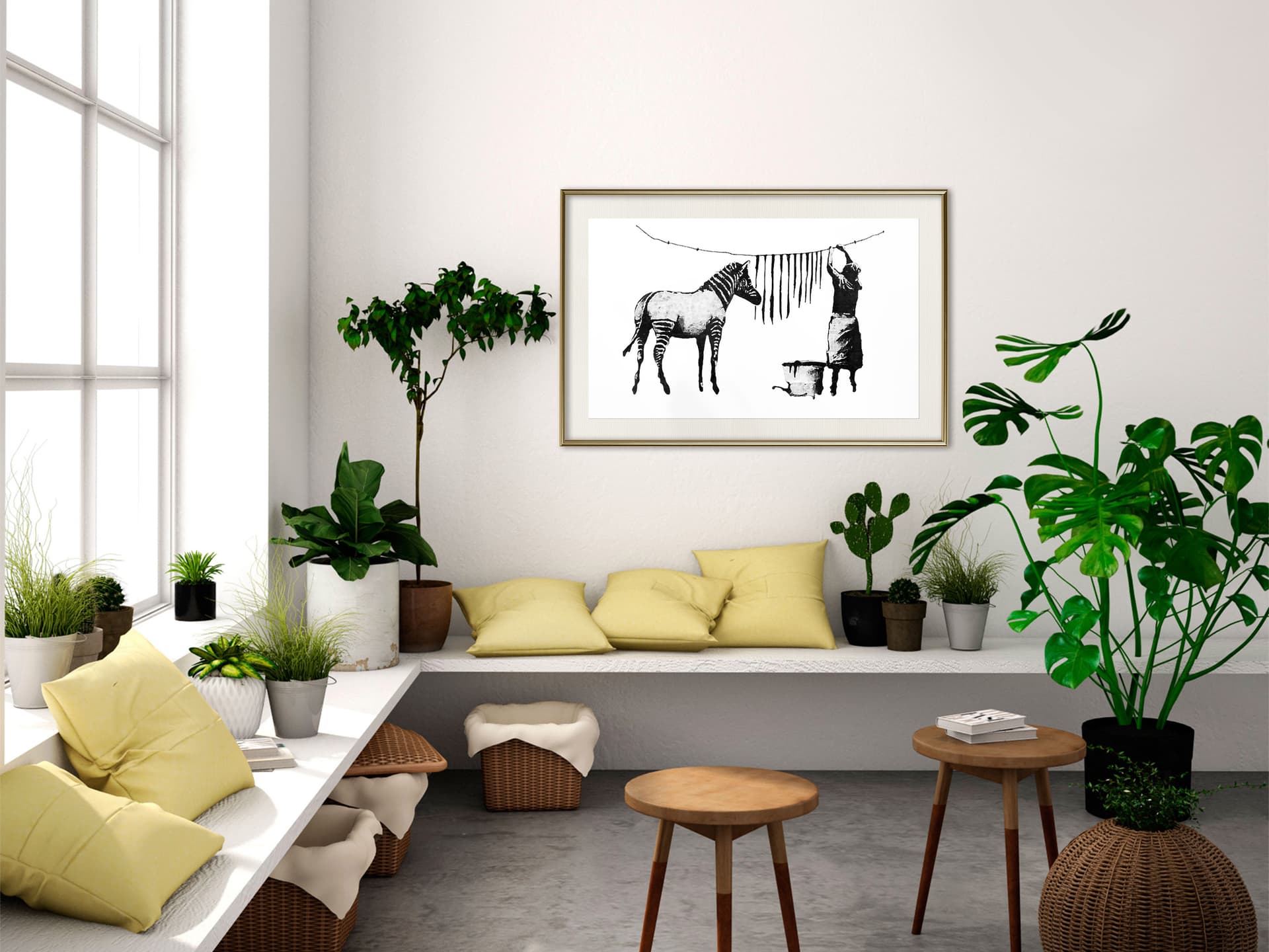 

Plakat - Banksy: Washing Zebra Stripes (rozmiar 90x60, wykończenie Rama złota z passe-partout)
