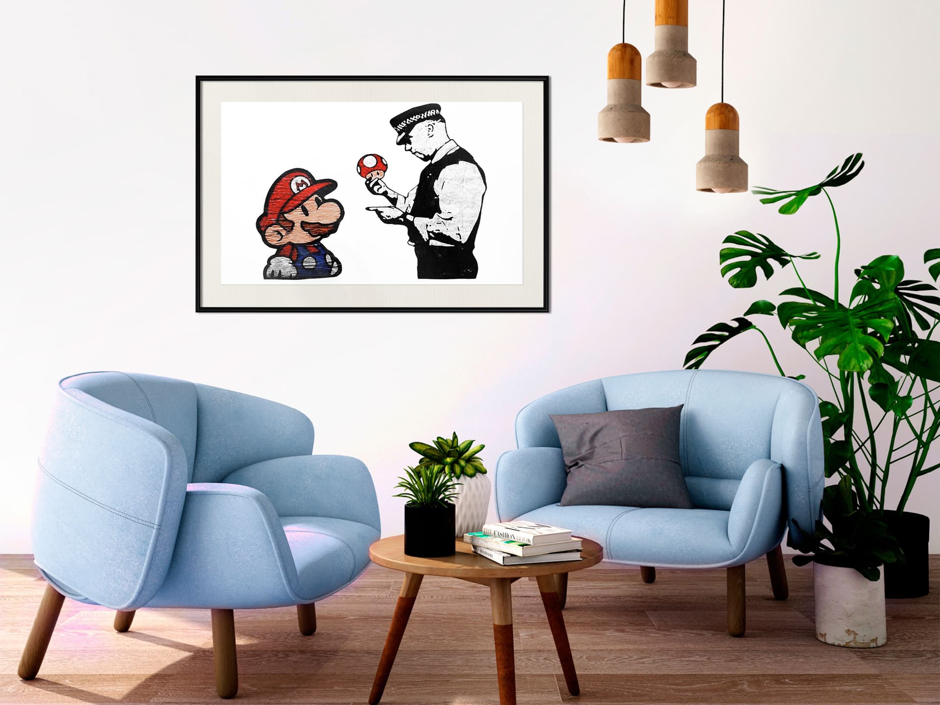 

Plakat - Banksy: Mario and Copper (rozmiar 30x20, wykończenie Rama czarna z passe-partout)
