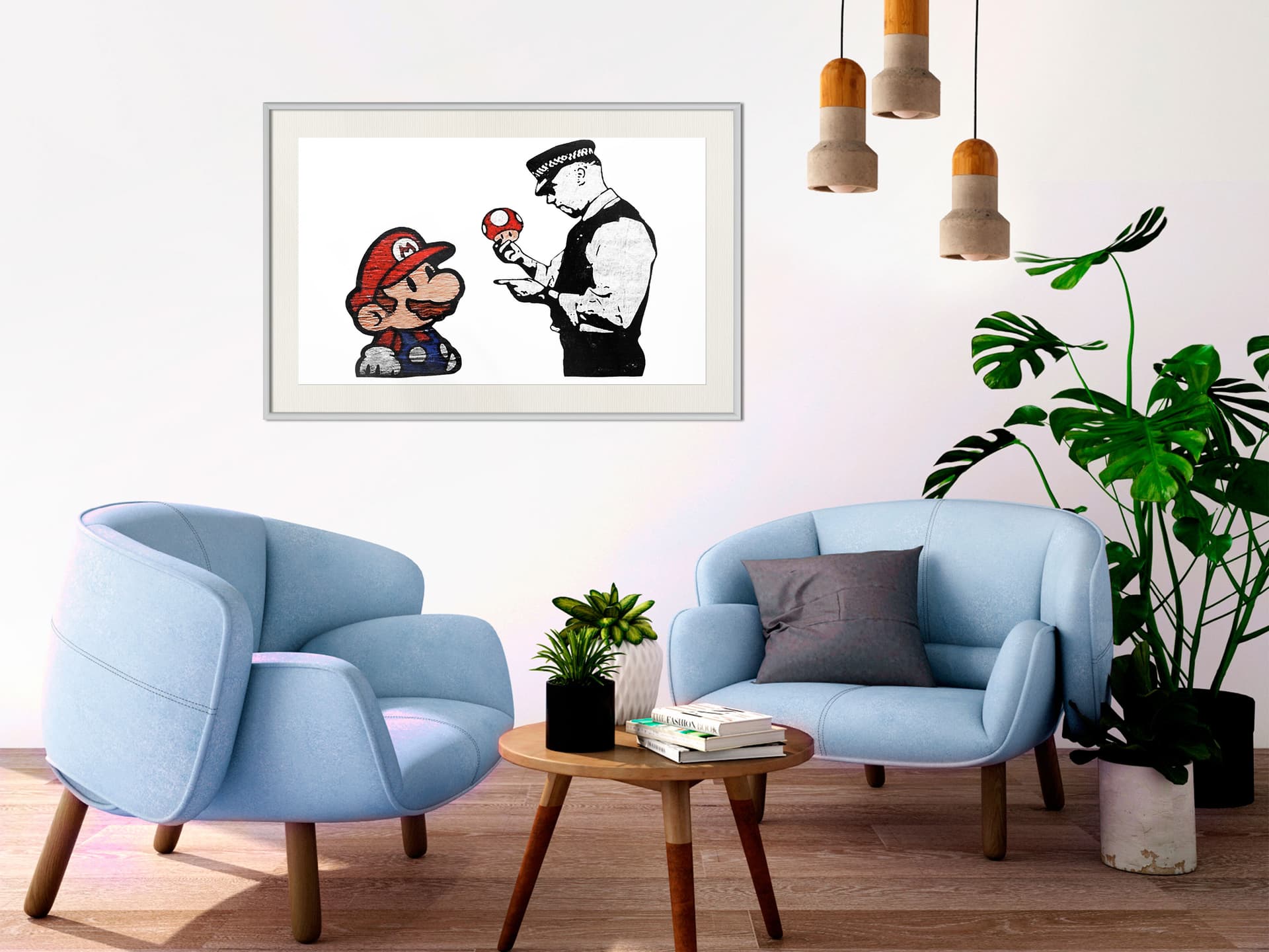 

Plakat - Banksy: Mario and Copper (rozmiar 90x60, wykończenie Rama biała z passe-partout)