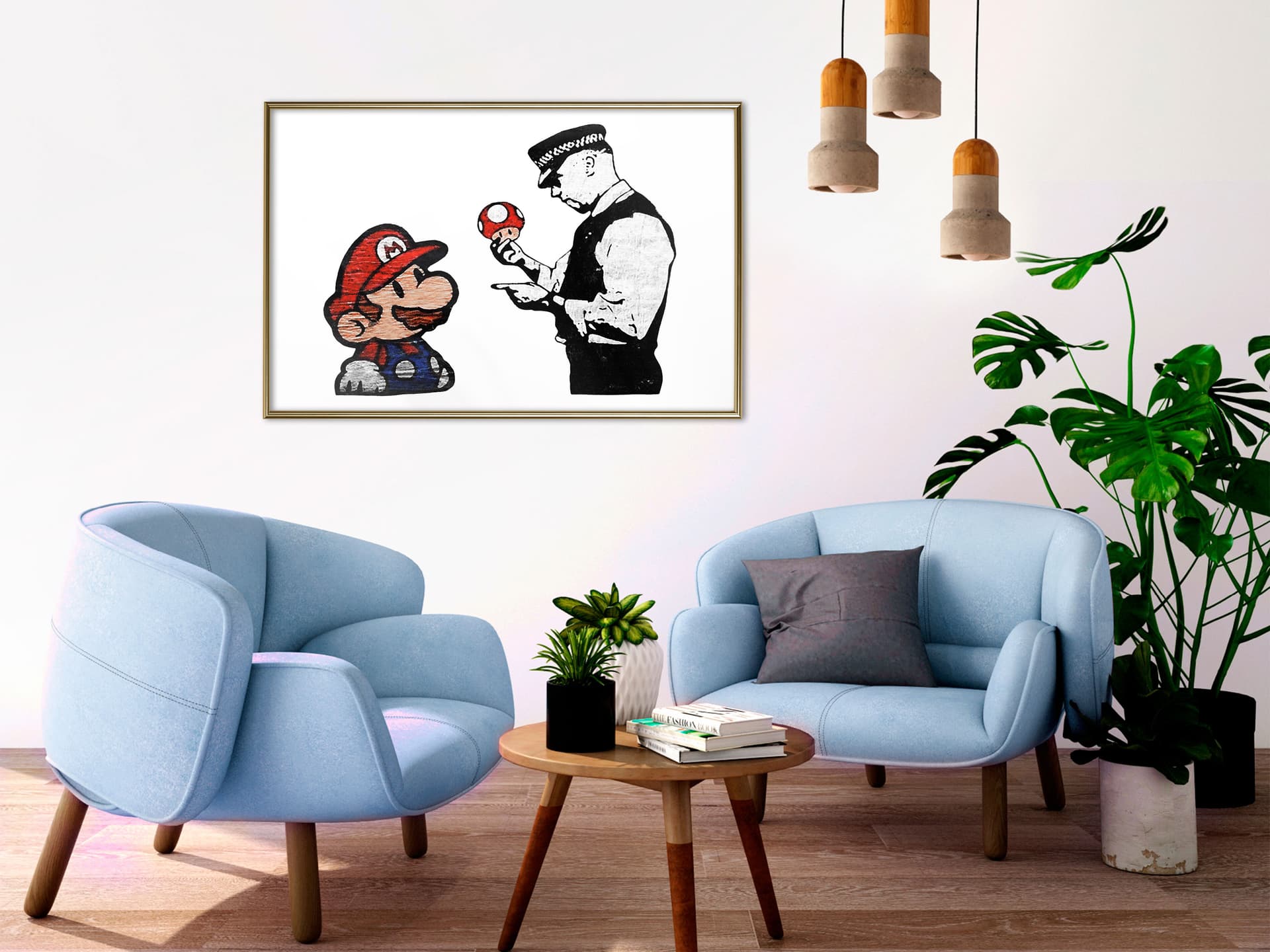 

Plakat - Banksy: Mario and Copper (rozmiar 30x20, wykończenie Rama złota)