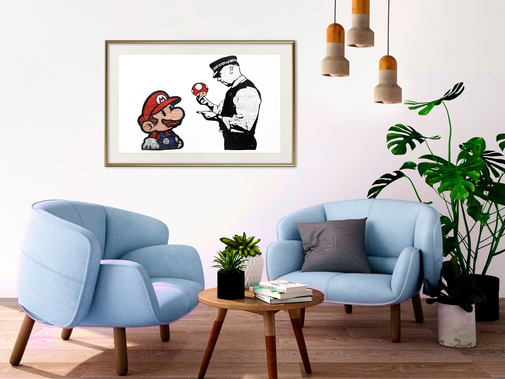 

Plakat - Banksy: Mario and Copper (rozmiar 90x60, wykończenie Rama złota z passe-partout)