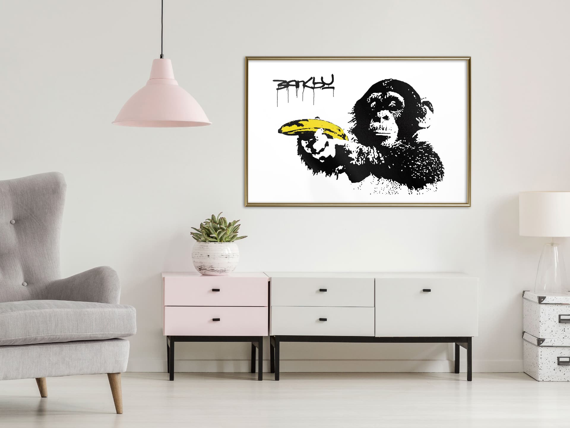 

Plakat - Banksy: Banana Gun II (rozmiar 30x20, wykończenie Rama złota)