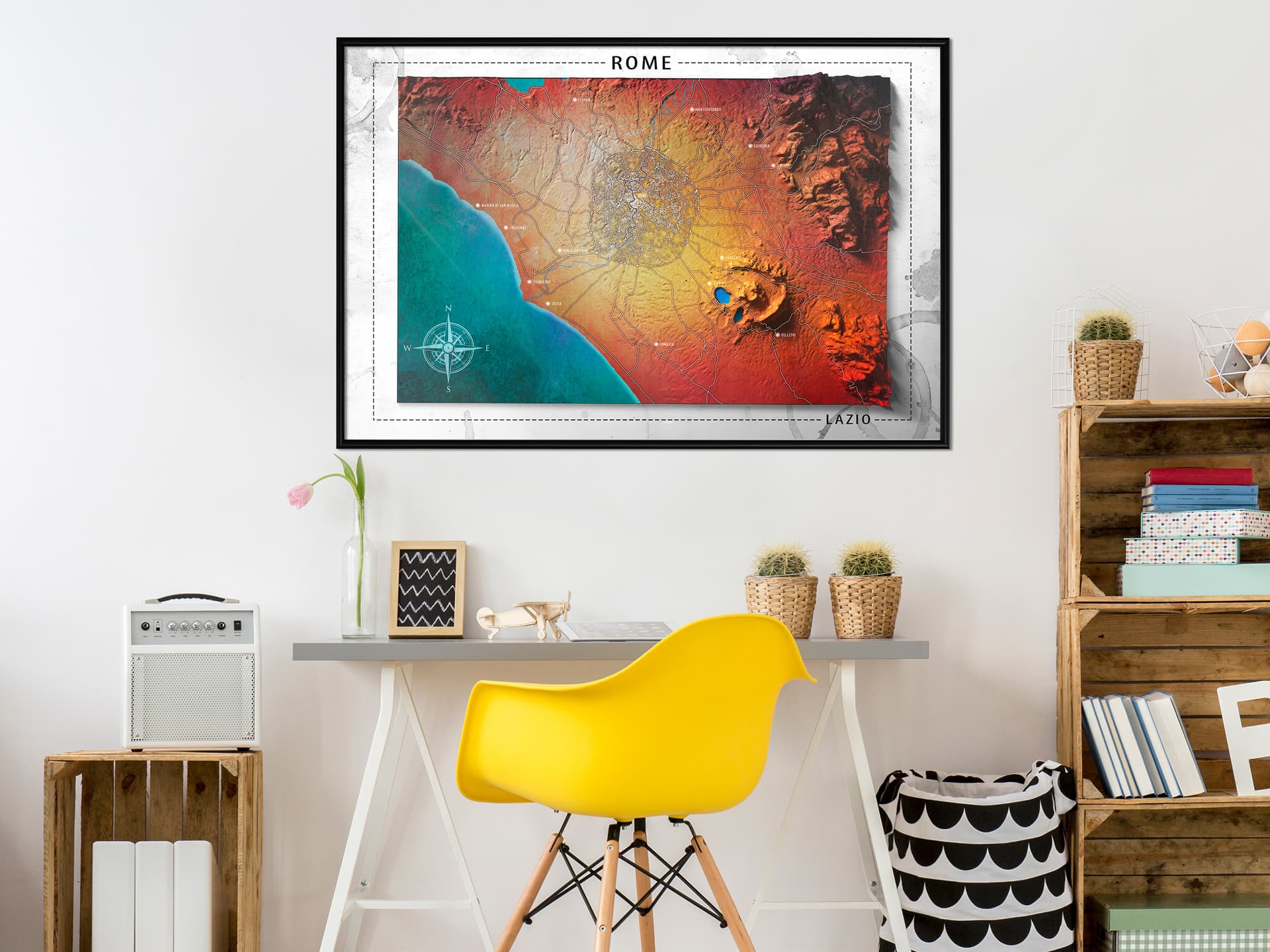 

Plakat - Mapa reliefowa: Rzym (rozmiar 60x40, wykończenie Rama czarna)