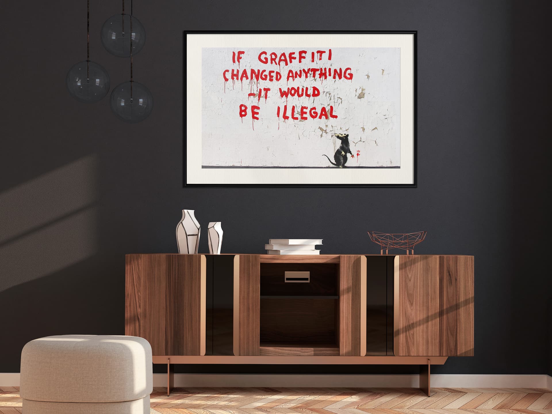 

Plakat - Banksy: If Graffiti Changed Anything (rozmiar 30x20, wykończenie Rama czarna z passe-partout)