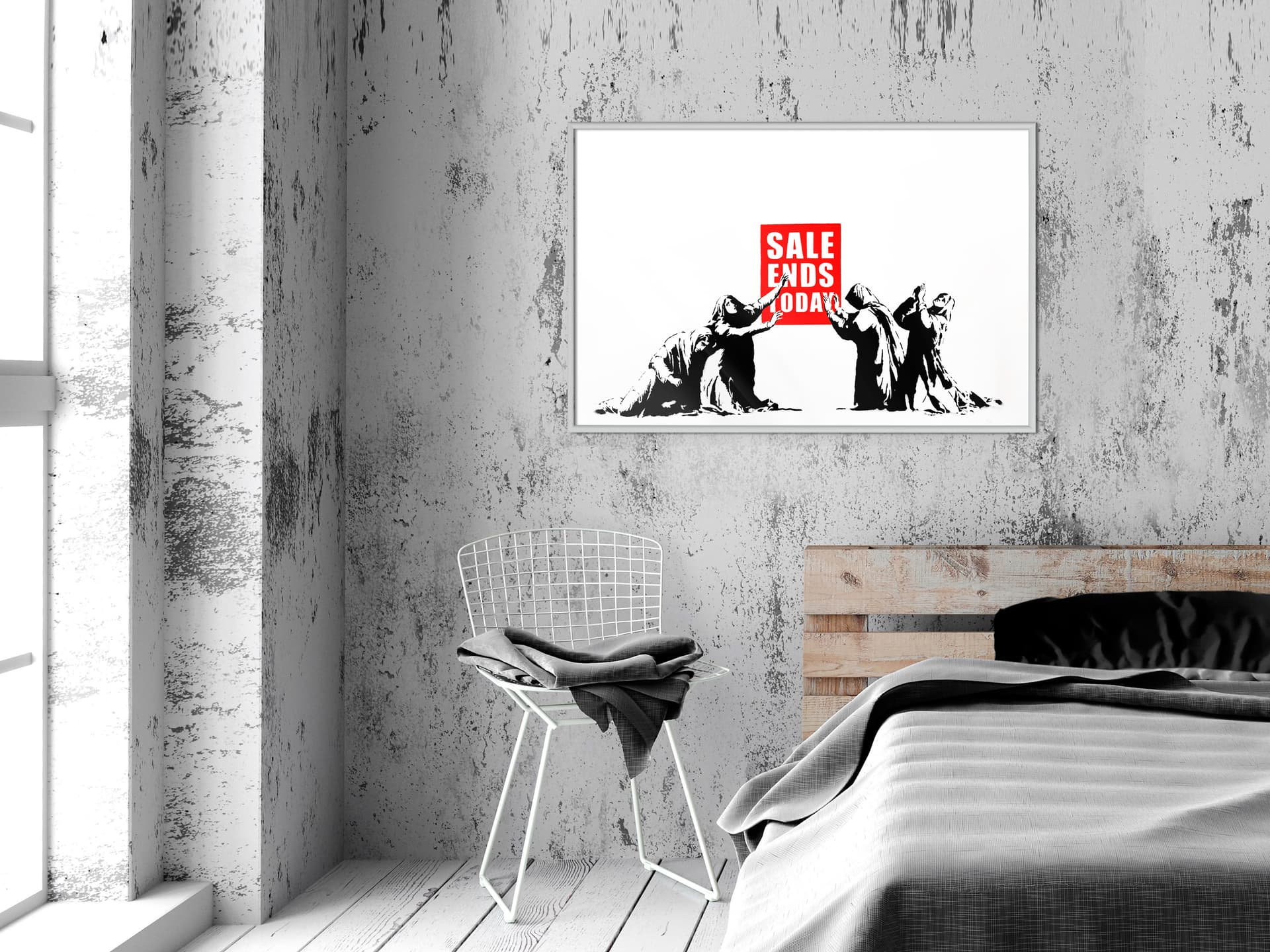 

Plakat - Banksy: Sale Ends (rozmiar 90x60, wykończenie Rama biała)