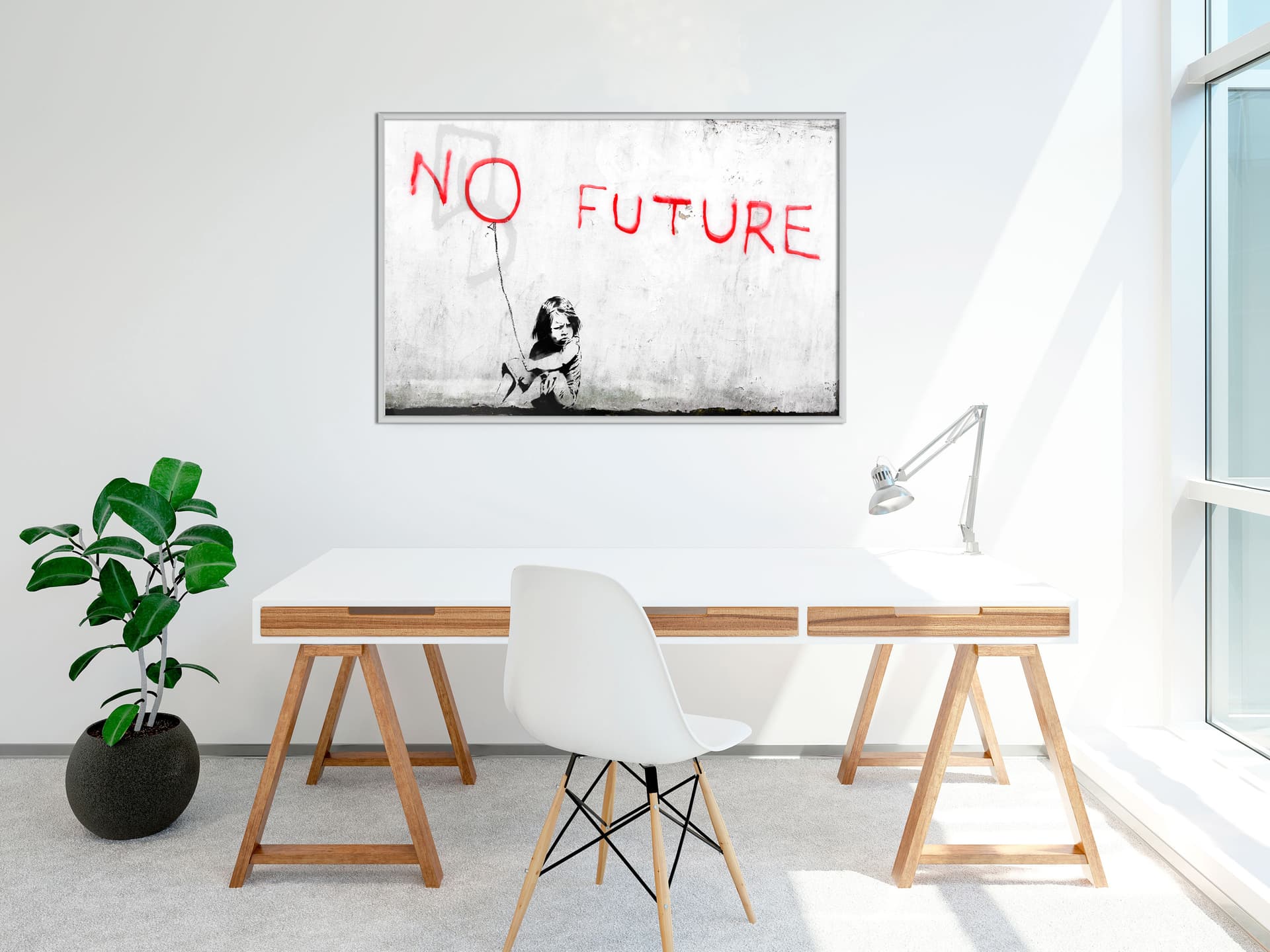 

Plakat - Banksy: No Future (rozmiar 45x30, wykończenie Rama biała)