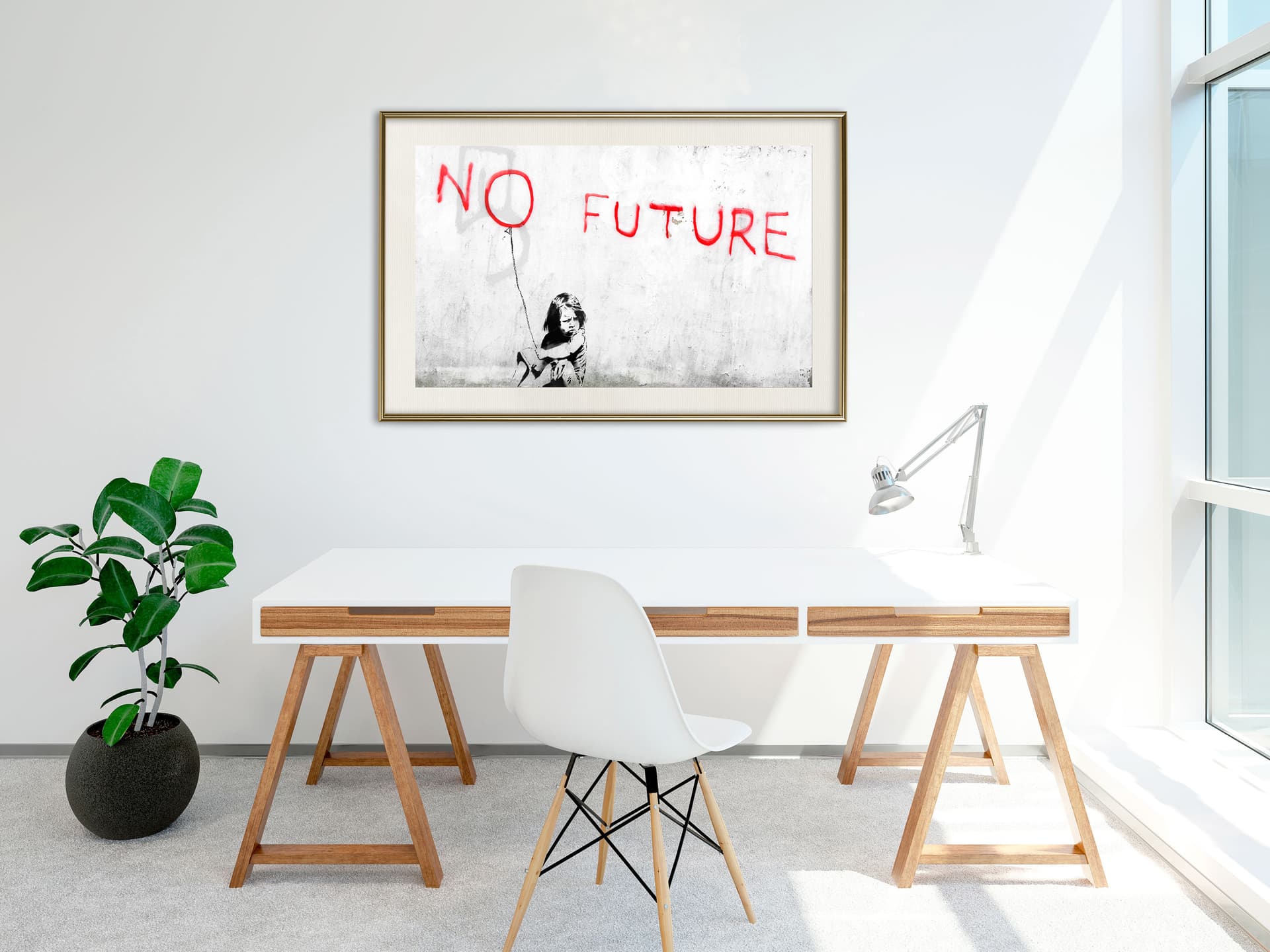 

Plakat - Banksy: No Future (rozmiar 60x40, wykończenie Rama złota z passe-partout)