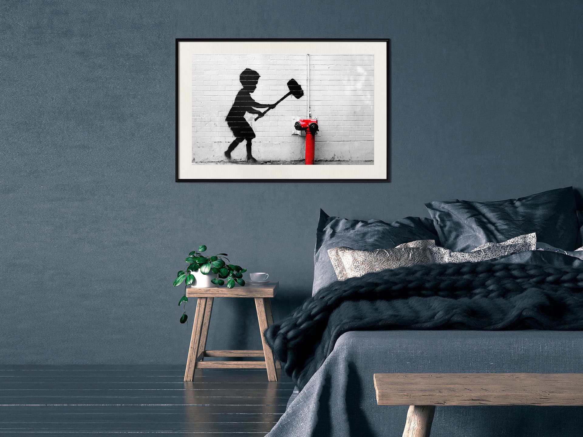

Plakat - Banksy: Hammer Boy (rozmiar 45x30, wykończenie Rama czarna z passe-partout)