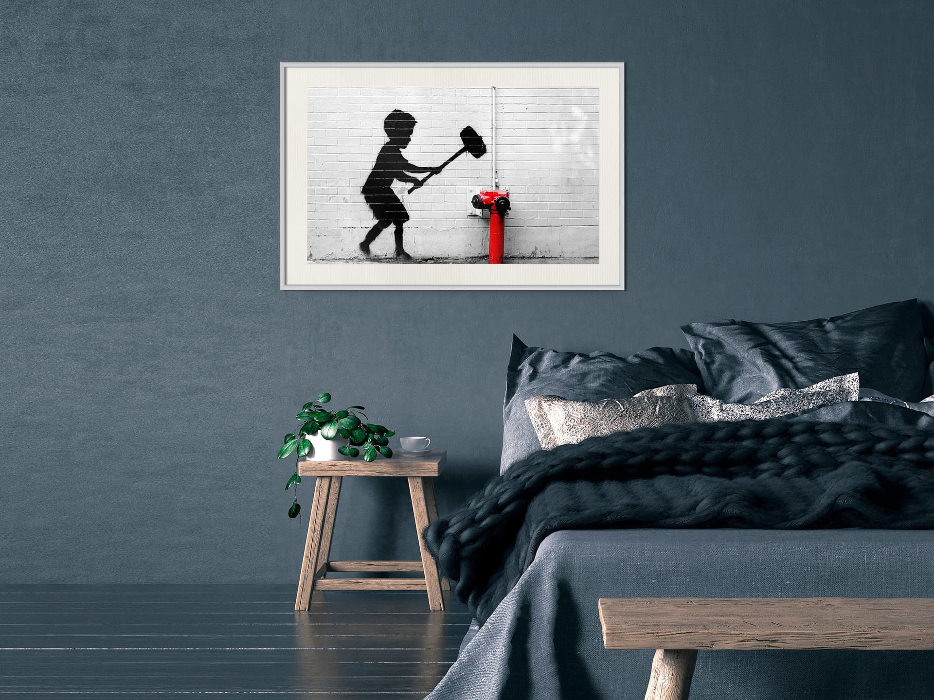 

Plakat - Banksy: Hammer Boy (rozmiar 60x40, wykończenie Rama biała z passe-partout)