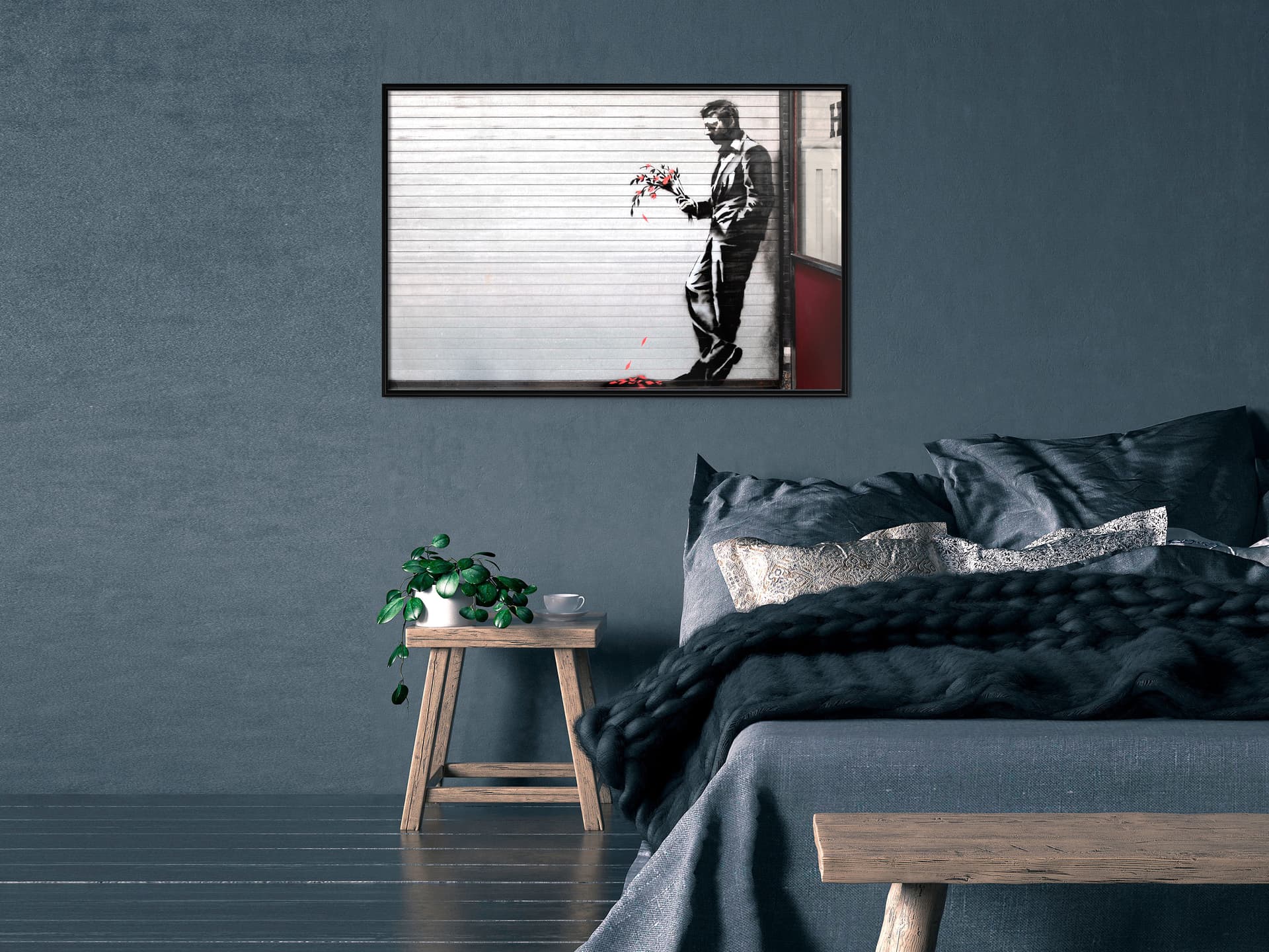 

Plakat - Banksy: Waiting in Vain (rozmiar 30x20, wykończenie Rama czarna)