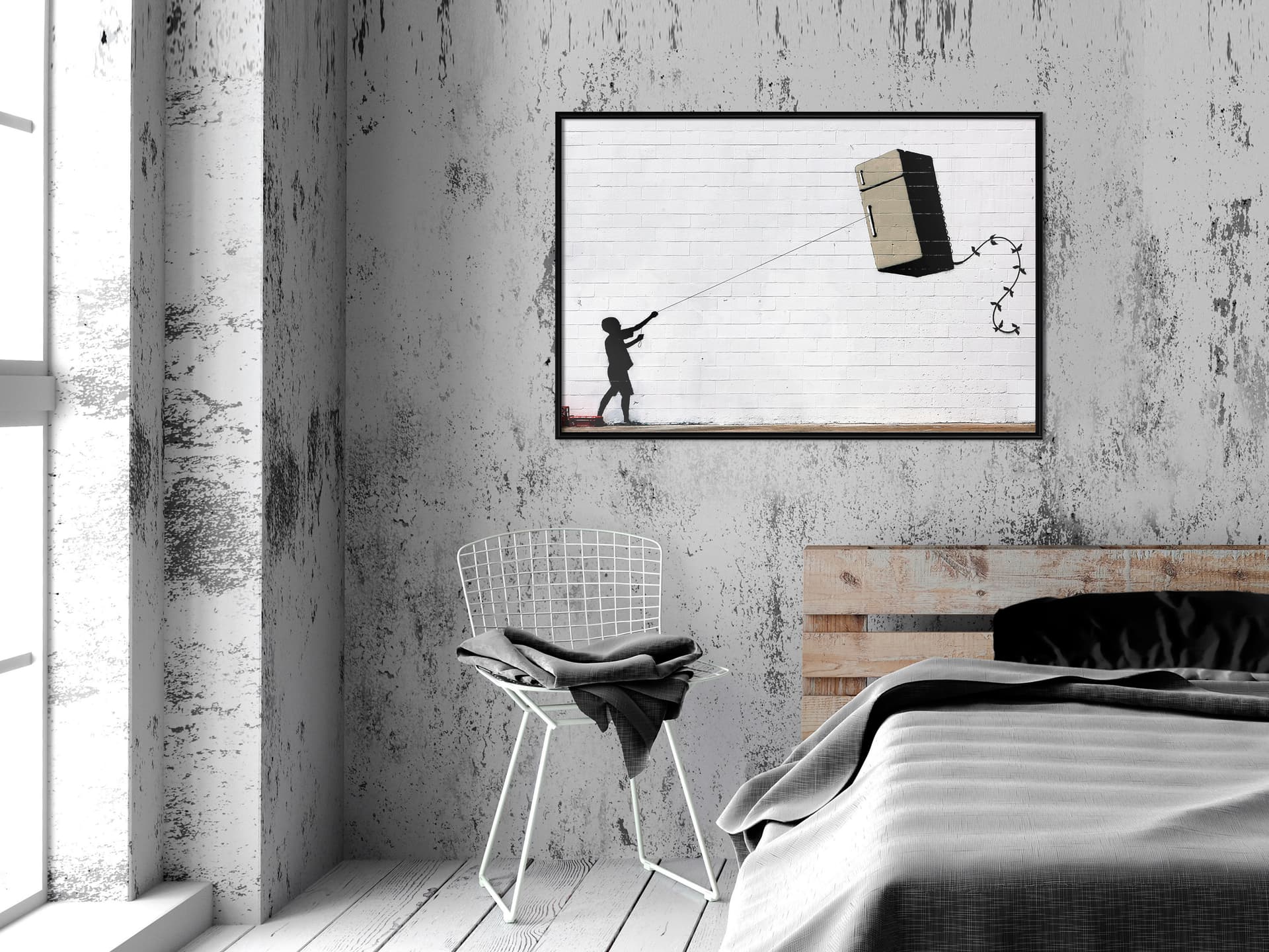 

Plakat - Banksy: Fridge Kite (rozmiar 60x40, wykończenie Rama czarna)