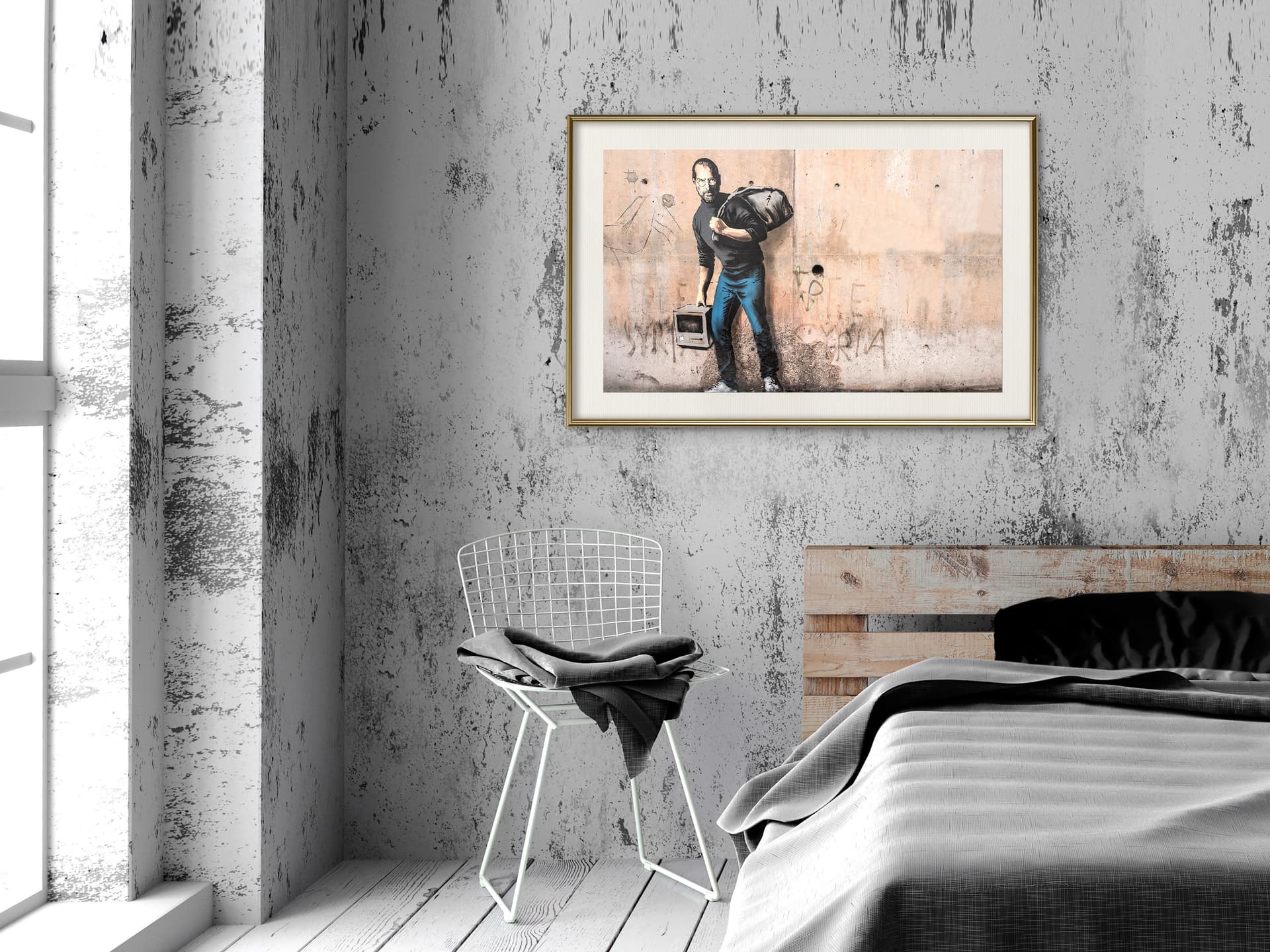 

Plakat - Banksy: The Son of a Migrant from Syria (rozmiar 30x20, wykończenie Rama złota z passe-partout)