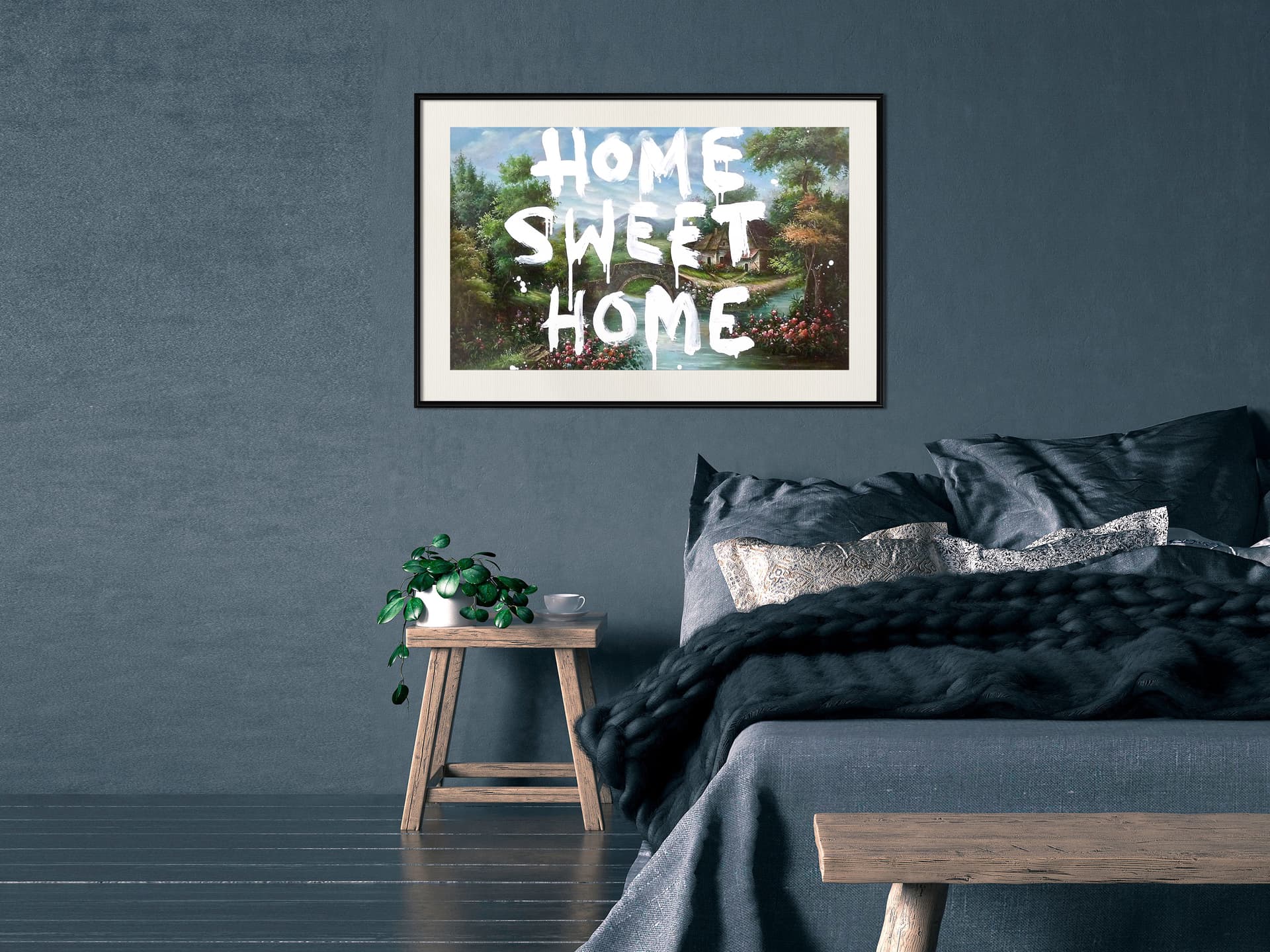 

Plakat - W domu najlepiej (rozmiar 90x60, wykończenie Rama czarna z passe-partout)