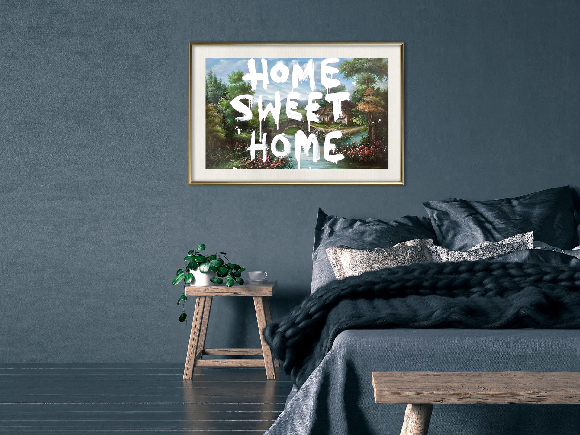 

Plakat - W domu najlepiej (rozmiar 45x30, wykończenie Rama złota z passe-partout)
