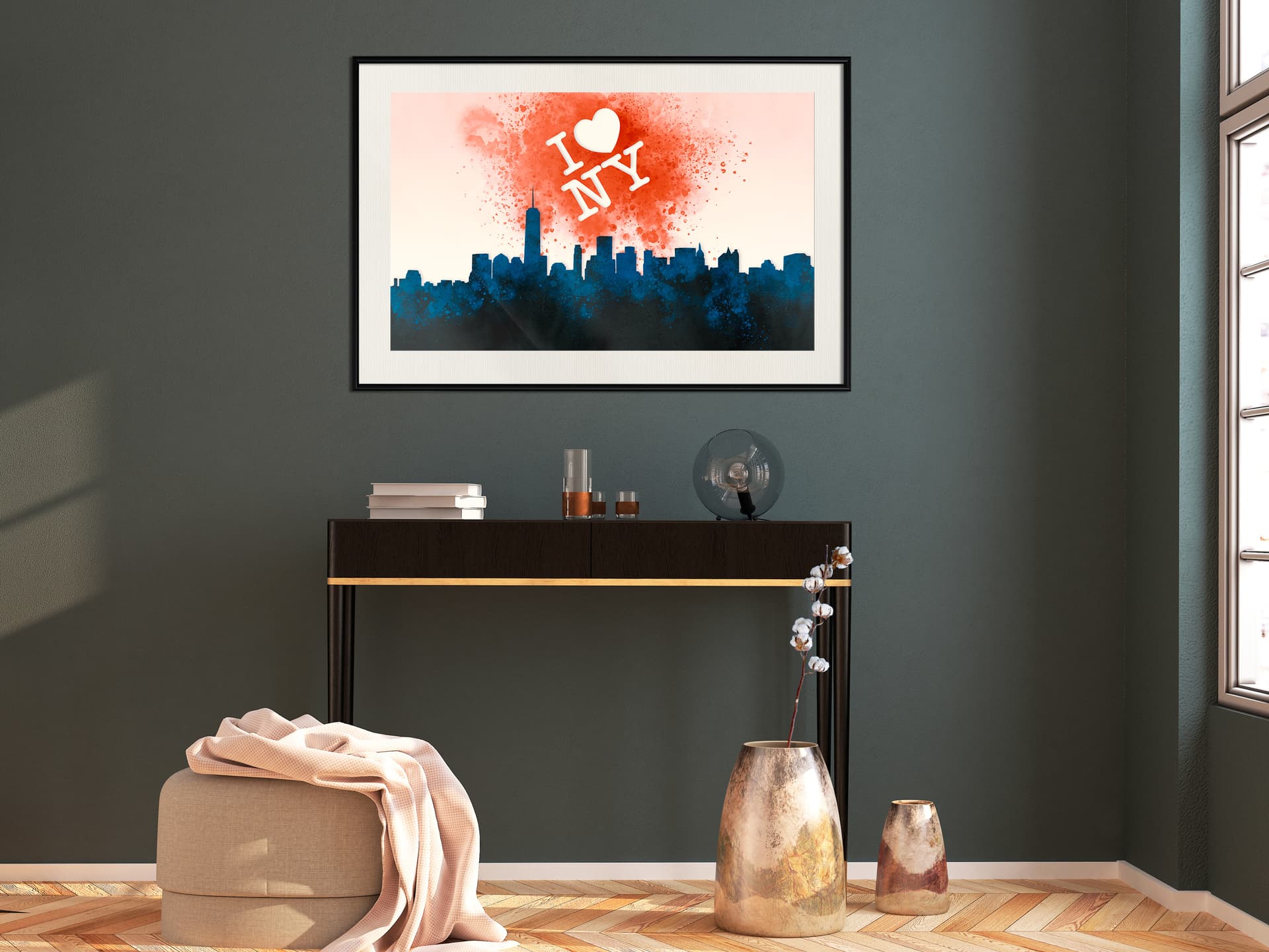 

Plakat - Napis nad miastem (rozmiar 60x40, wykończenie Rama czarna z passe-partout)