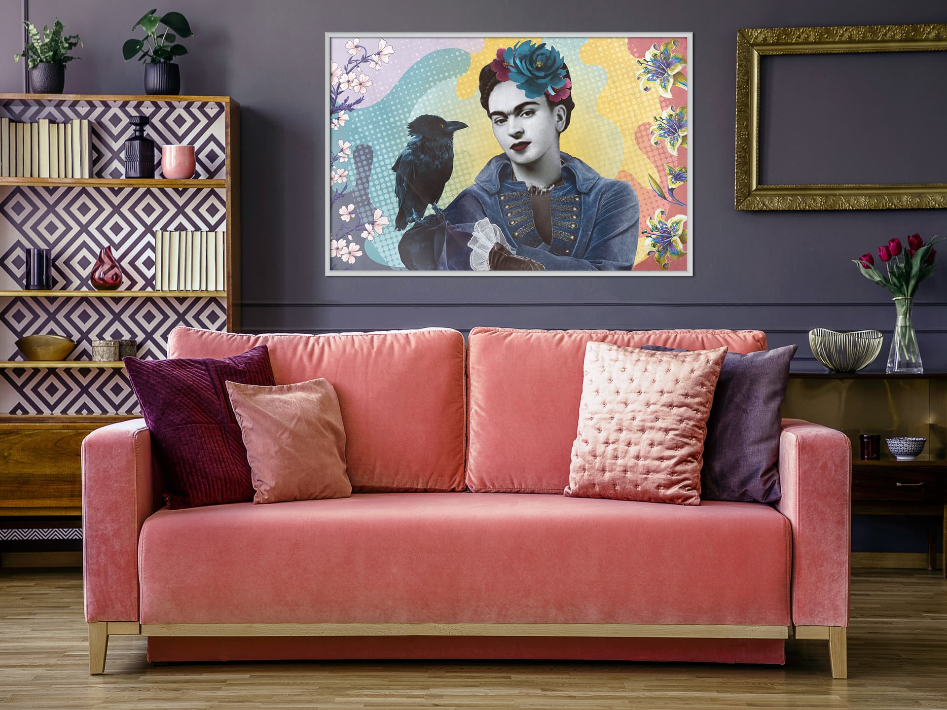

Plakat - Frida z krukiem (rozmiar 60x40, wykończenie Rama biała)