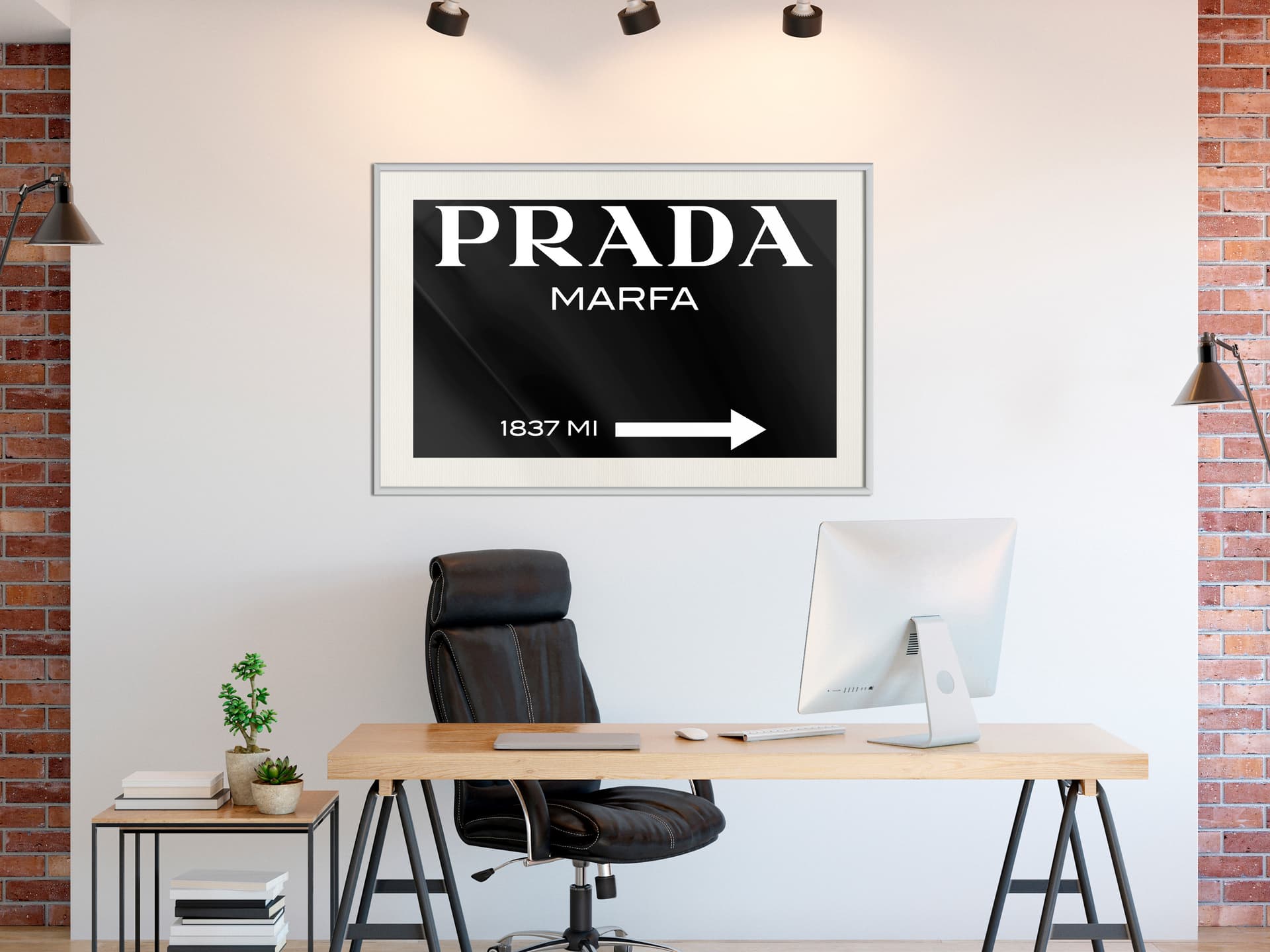 

Plakat - Prada (czarny) (rozmiar 60x40, wykończenie Rama biała z passe-partout)